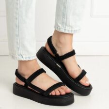 Sandale - Rieti - Piele intoarsa Neagra