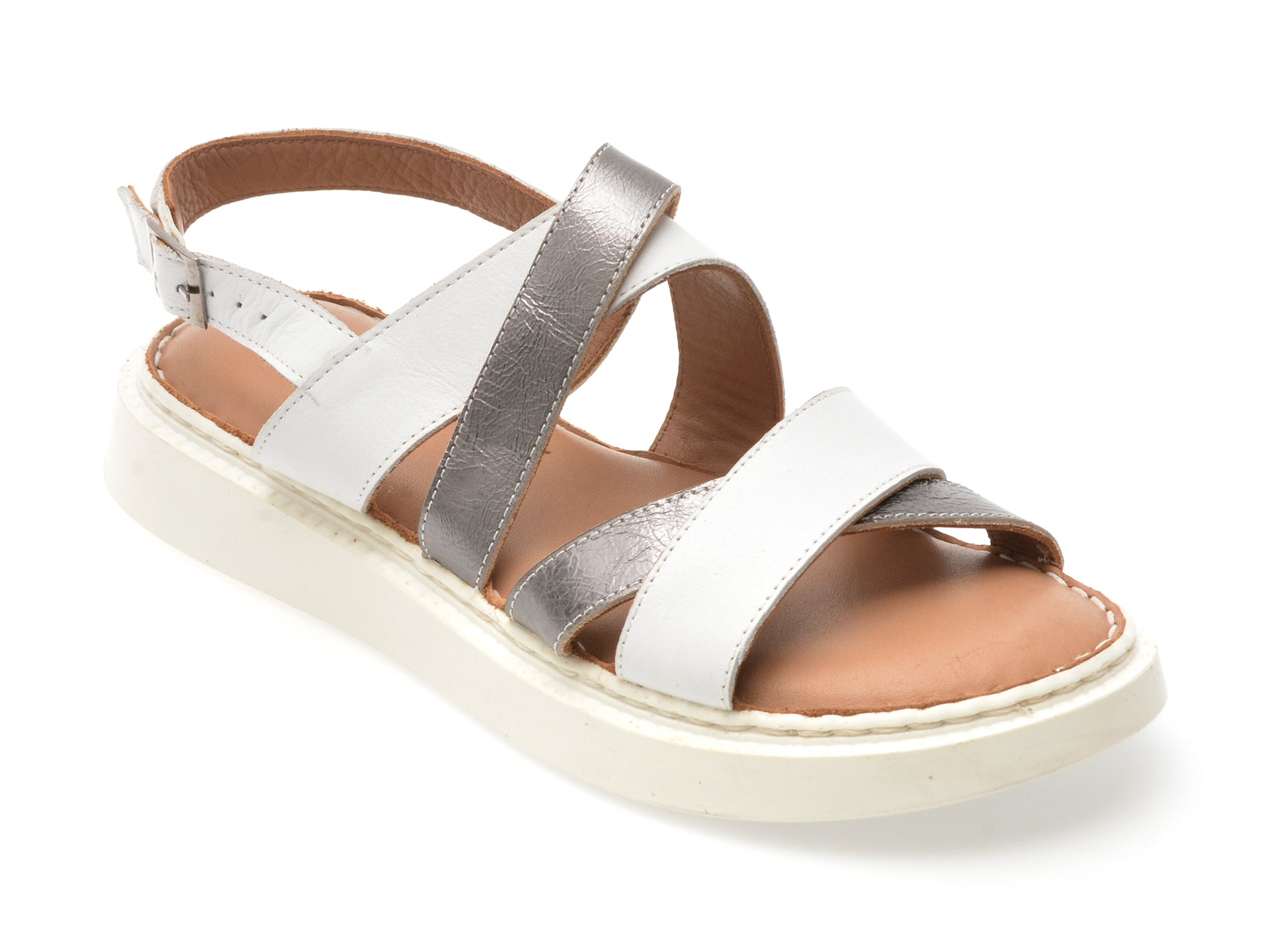 Sandale SHOOZY albe, EV4038, din piele naturala 1 Sandale SHOOZY albe