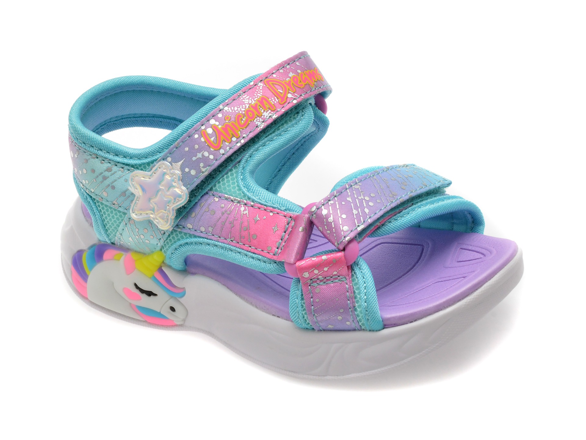 Sandale SKECHERS albastre, UNICORN DREAMS, din material textil 1 Sandale SKECHERS albastre