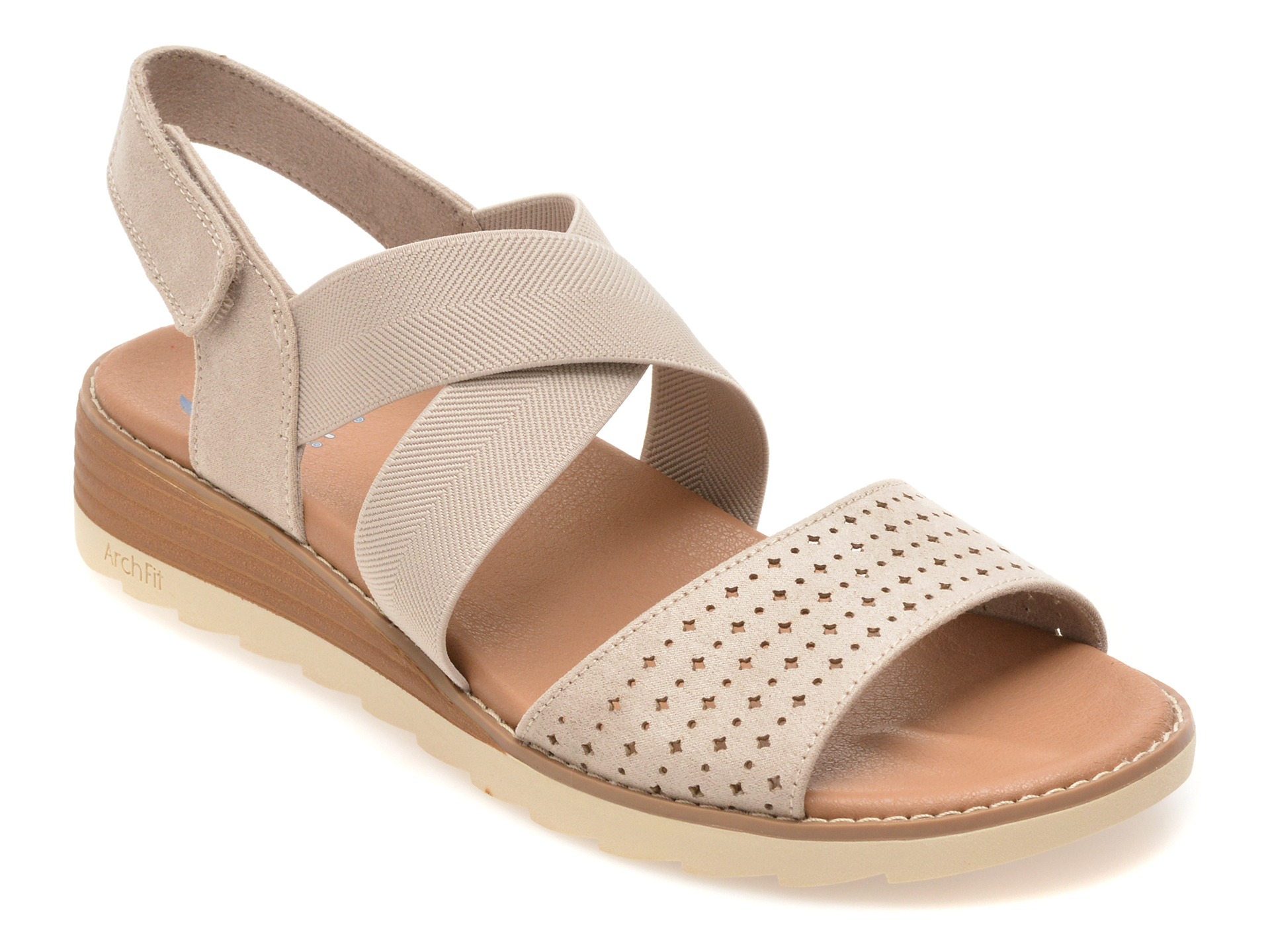 Sandale SKECHERS gri, ARCH FIT OASIS, din material textil 1 Sandale SKECHERS gri