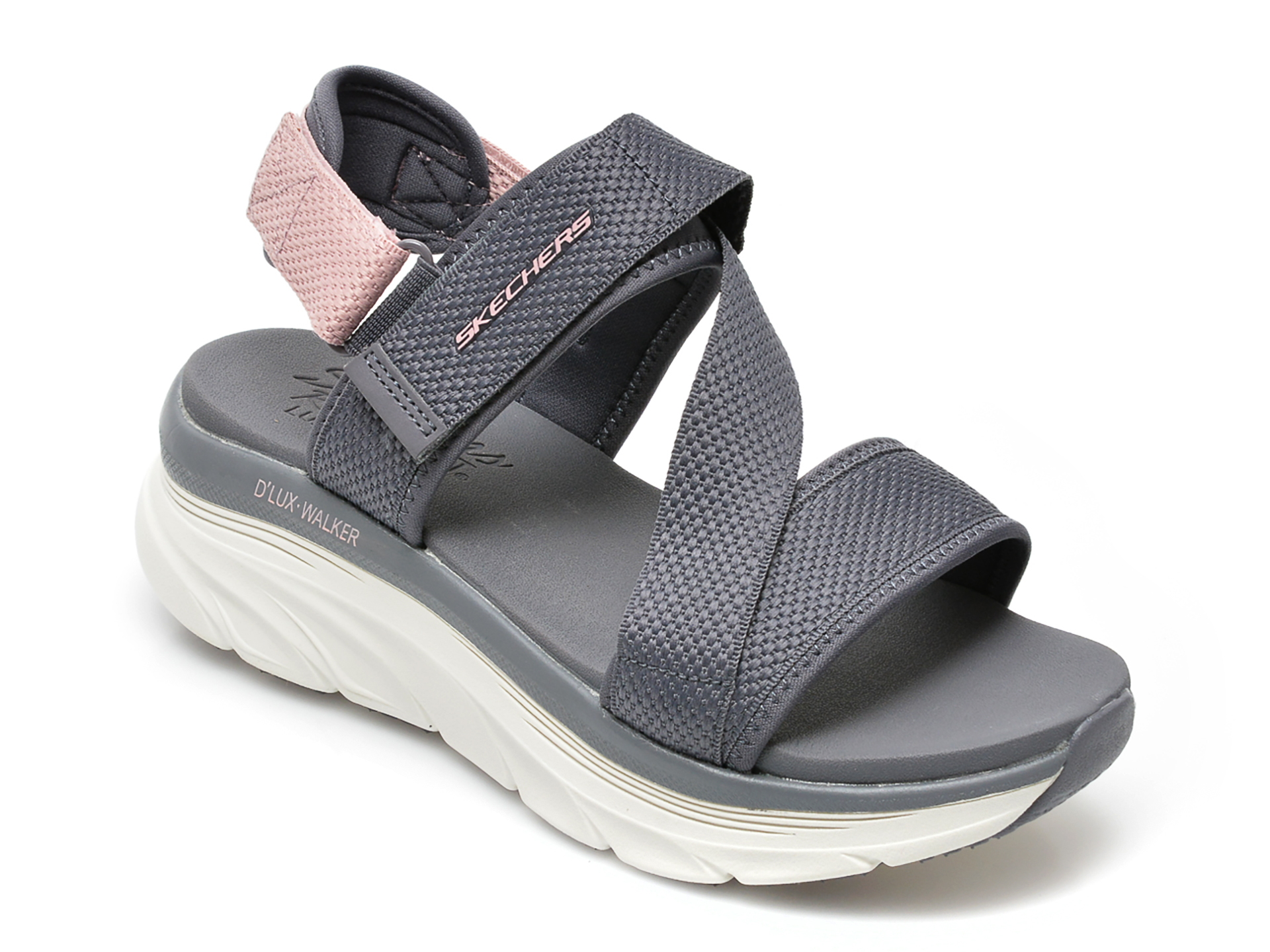 Sandale SKECHERS gri, D LUX WALKER, din material textil 1 Sandale SKECHERS gri