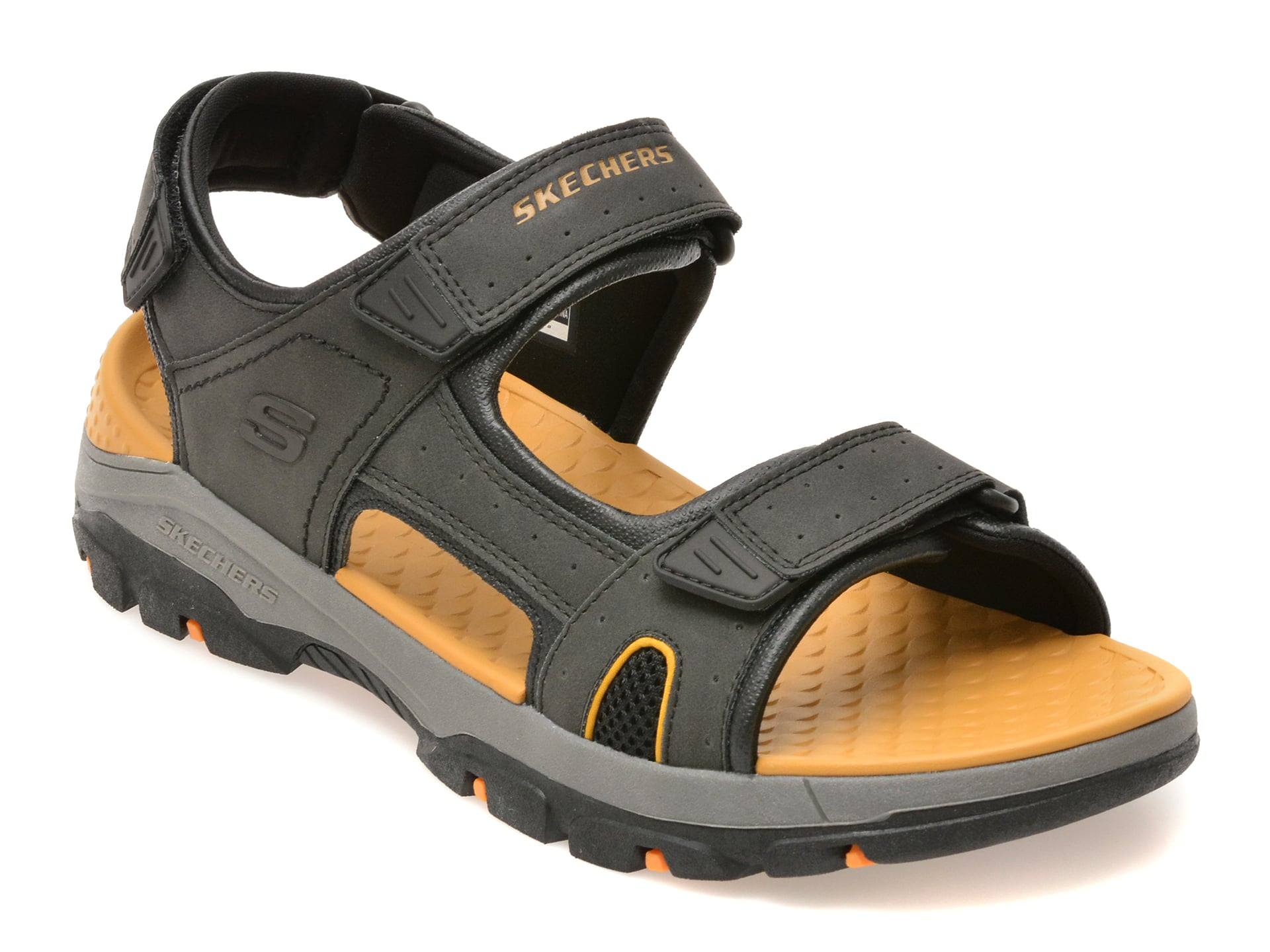 Sandale SKECHERS negre, 204106, din piele ecologica 1 Sandale SKECHERS negre
