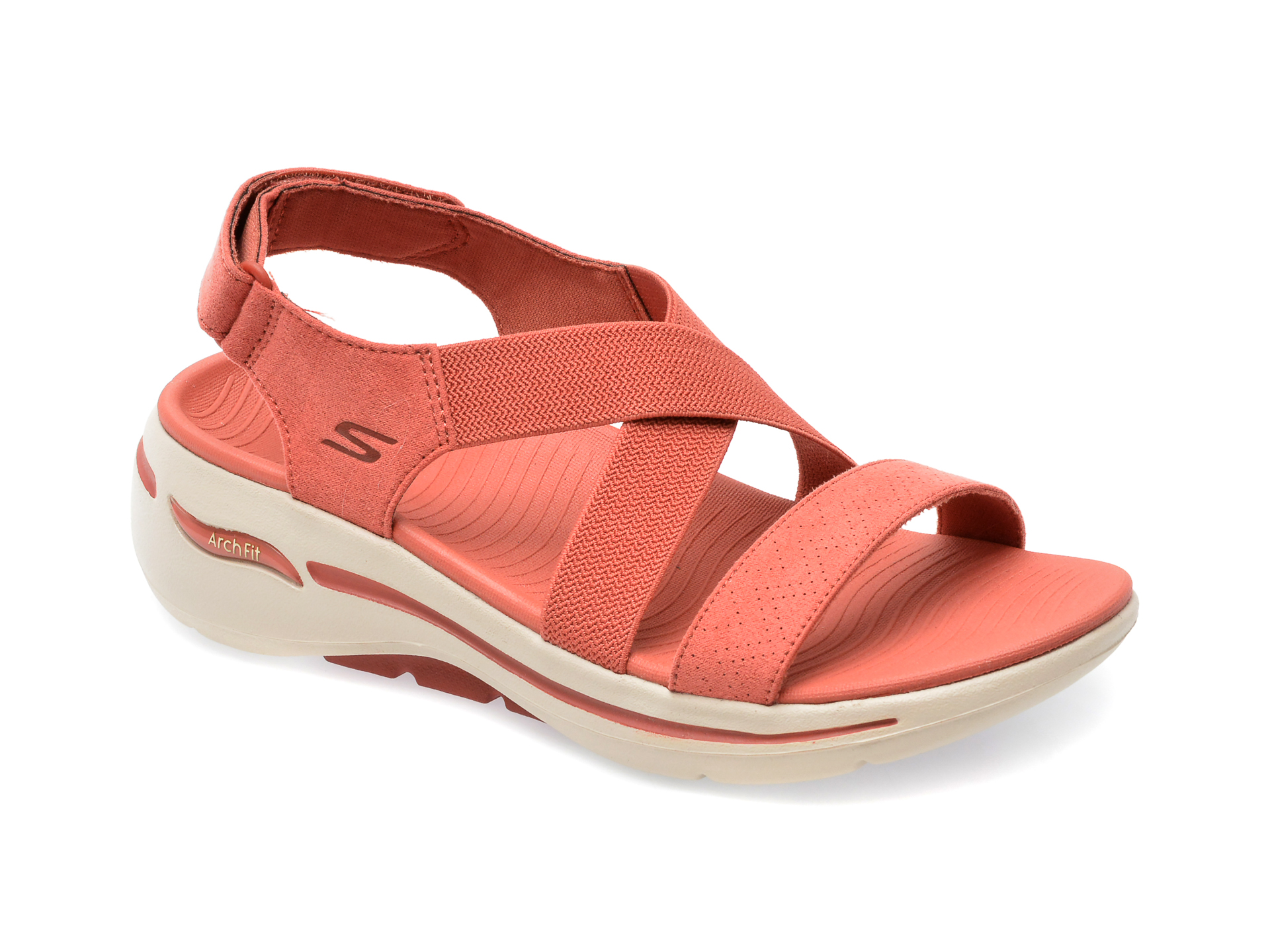 Sandale SKECHERS rosii, GO WALK ARCH FIT SANDAL, din material textil 1 Sandale SKECHERS rosii