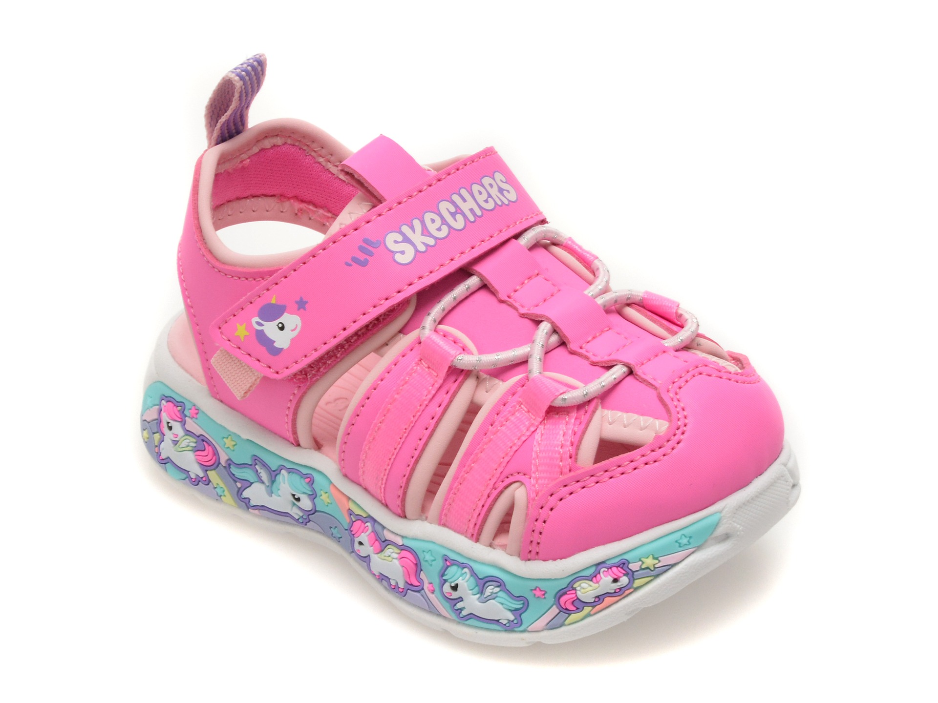 Sandale SKECHERS roz, PLAY SCENE SPLASH, din piele ecologica 1 Sandale SKECHERS roz