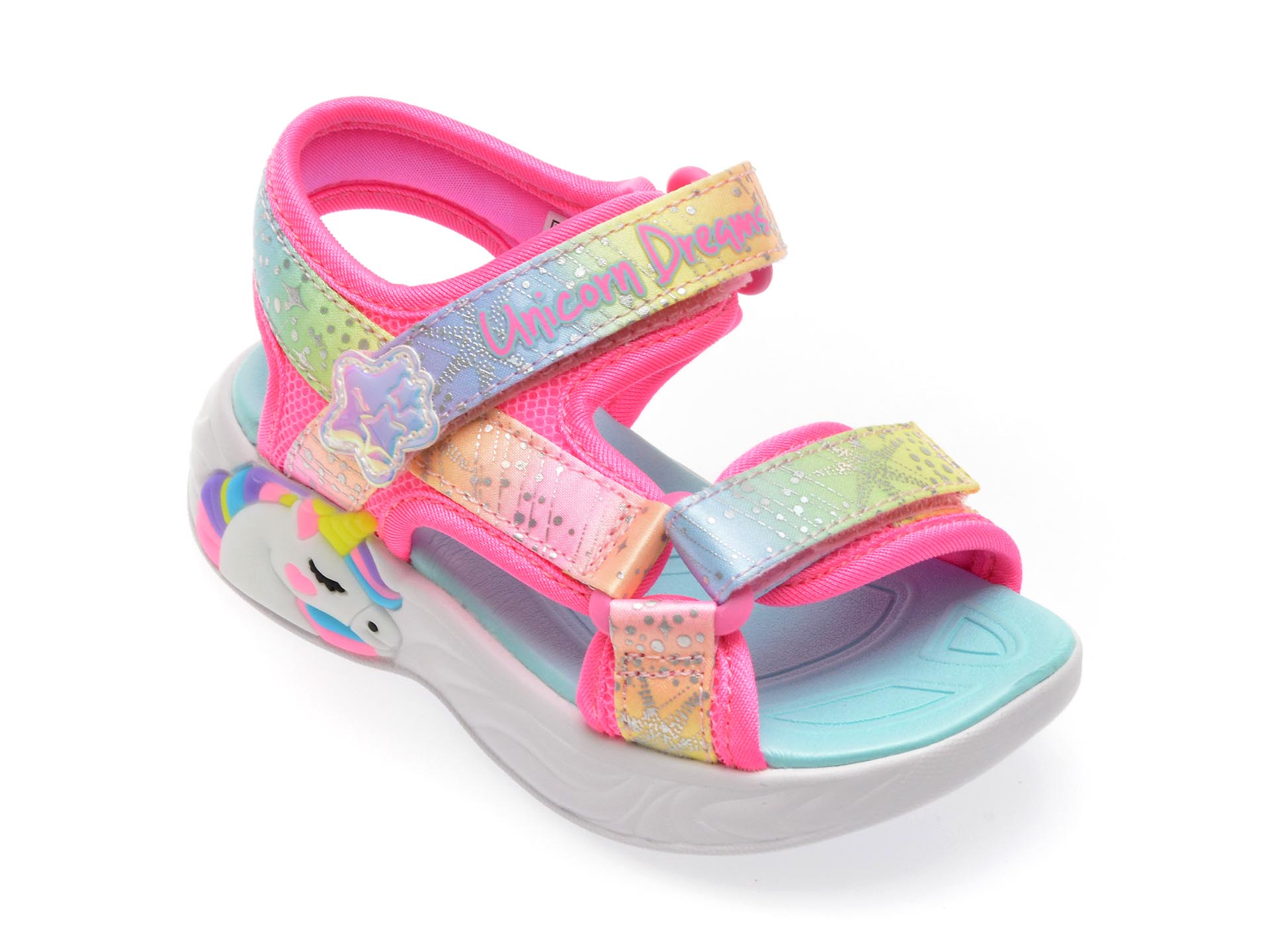 Sandale SKECHERS roz, UNICORN DREAMS SANDAL, din material textil 1 Sandale SKECHERS roz