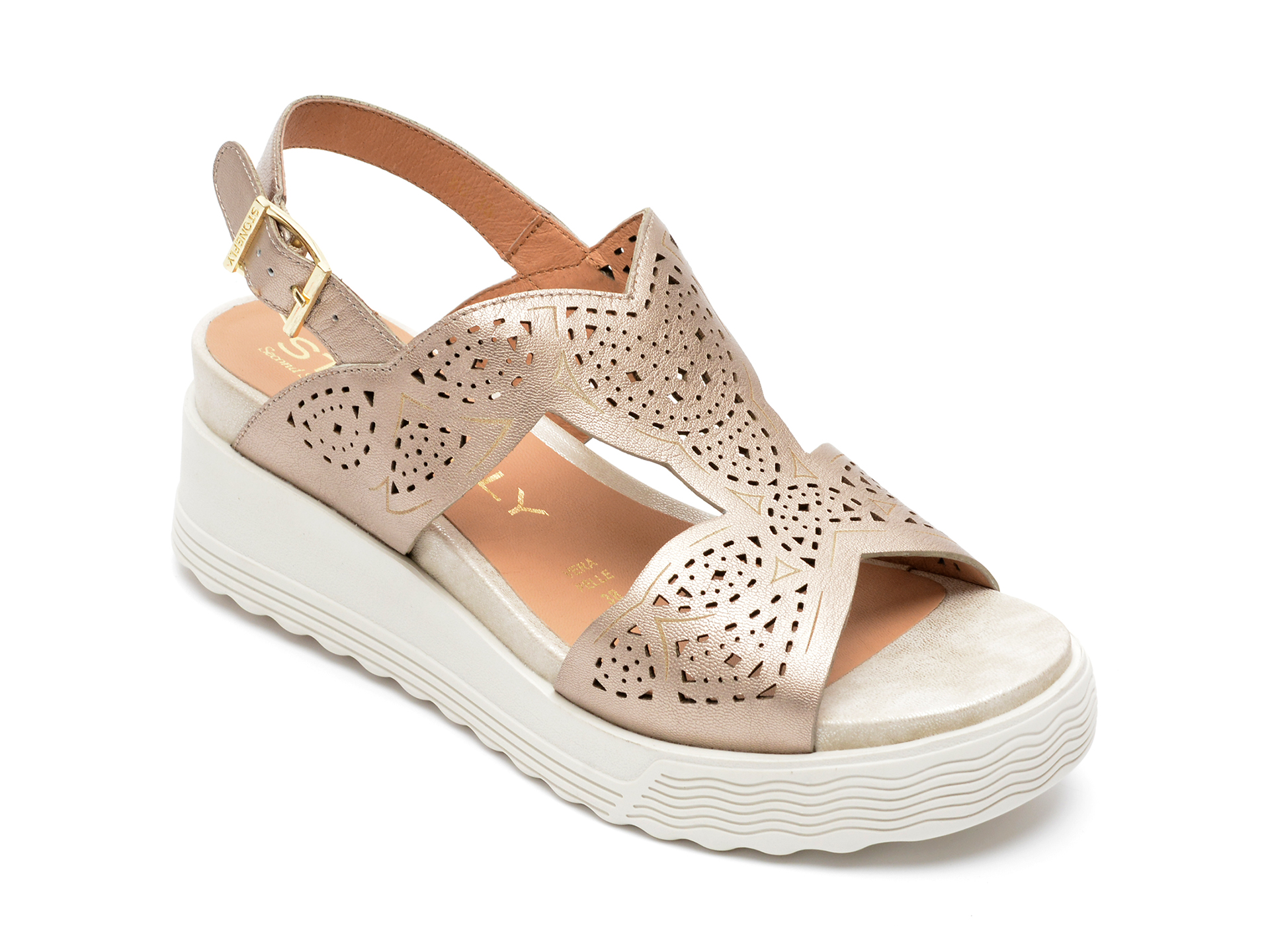 Sandale STONEFLY aurii, PARKY13, din piele naturala 1 Sandale STONEFLY aurii