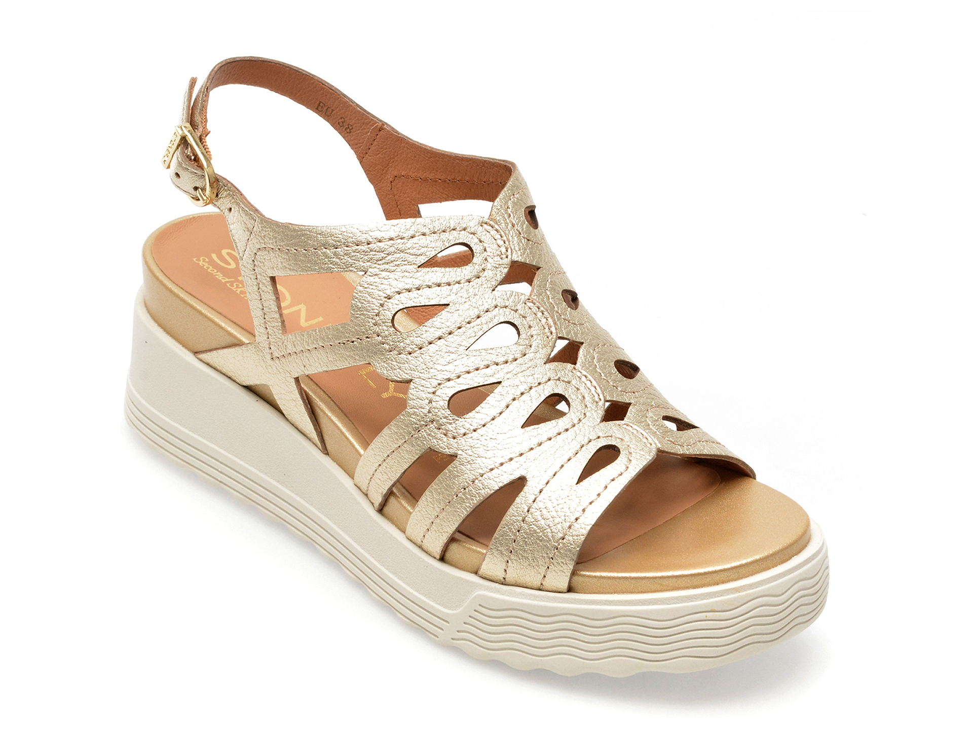 Sandale STONEFLY aurii , PARKY18, din piele naturala 1 Sandale STONEFLY aurii