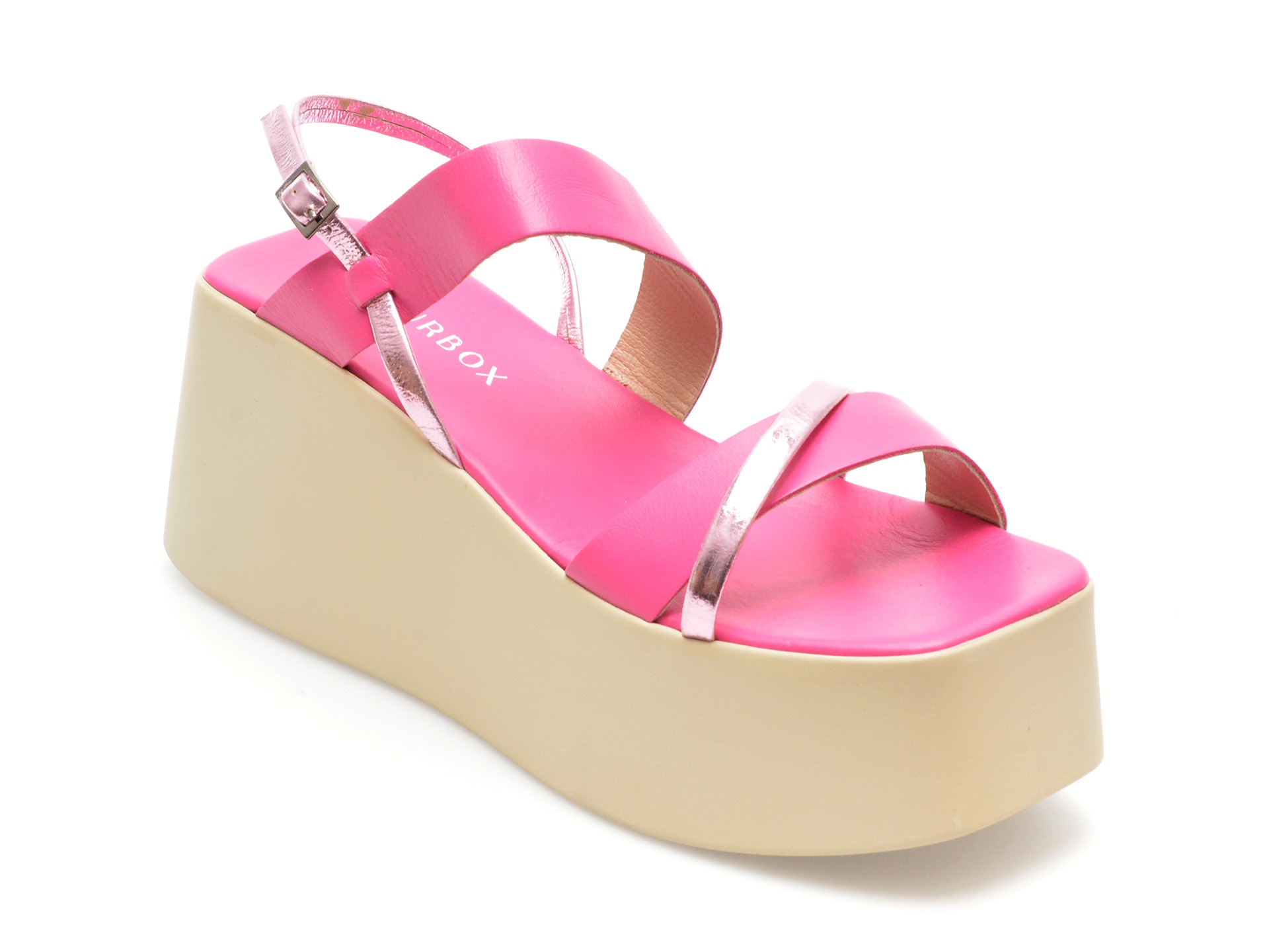 Sandale YOURBOX fucsia, 4403303, din piele naturala 2 Sandale YOURBOX fucsia