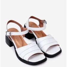 Sandale albe din piele