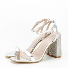 Sandale argintii cu toc gros H8-363 125 13202