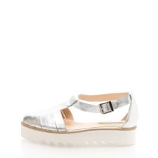 Sandale argintii de piele cu talpa aderenta