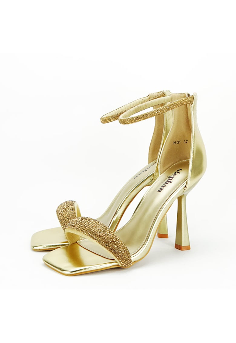 Sandale aurii cu toc H-31 129 12802 1 Sandale aurii cu toc H-31 129 12802