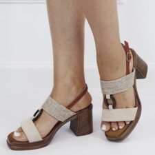 Sandale bej cu toc gros KA-73 M12 17598