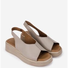 Sandale bej din piele naturala