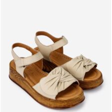 Sandale bej din piele pentru femei