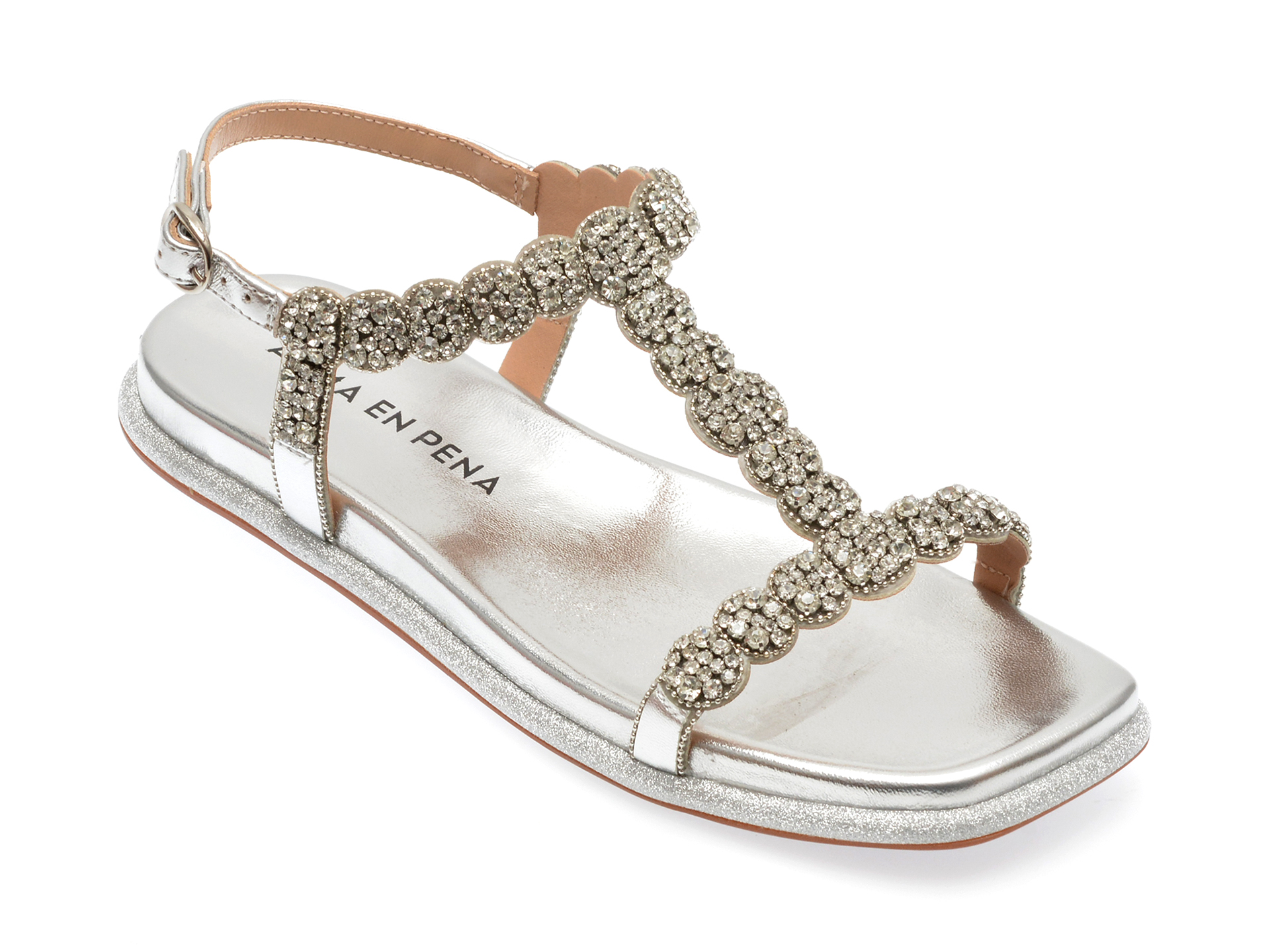 Sandale casual ALMA EN PENA argintii, 841, din piele naturala 1 Sandale casual ALMA EN PENA argintii
