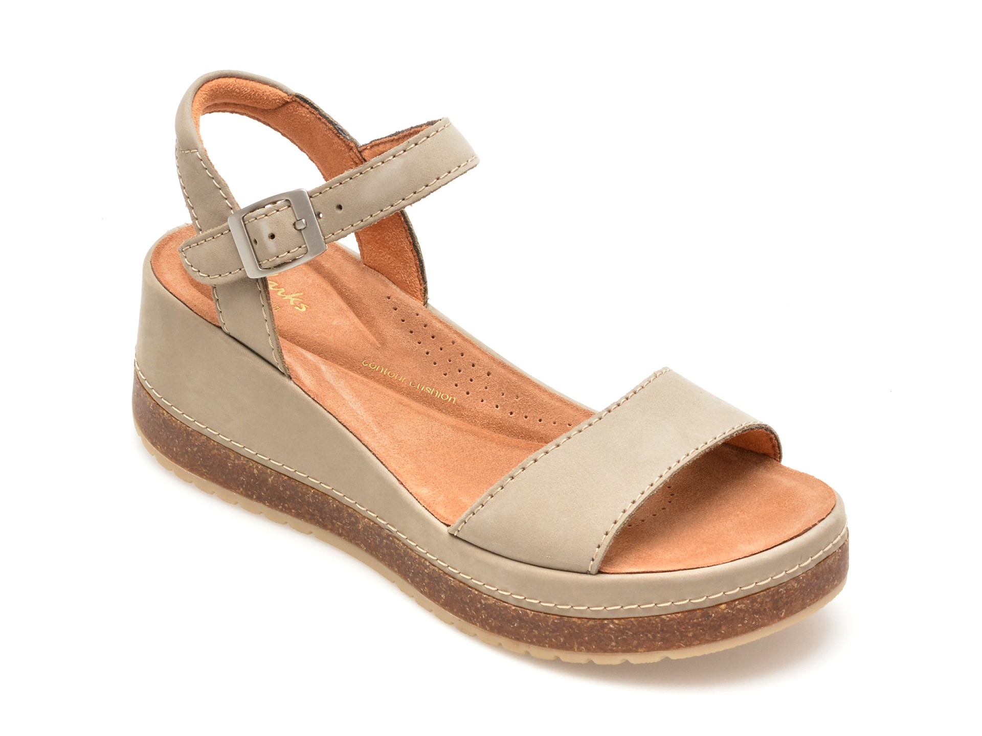 Sandale casual CLARKS gri, KASSANDA LILY, din nabuc 1 Sandale casual CLARKS gri