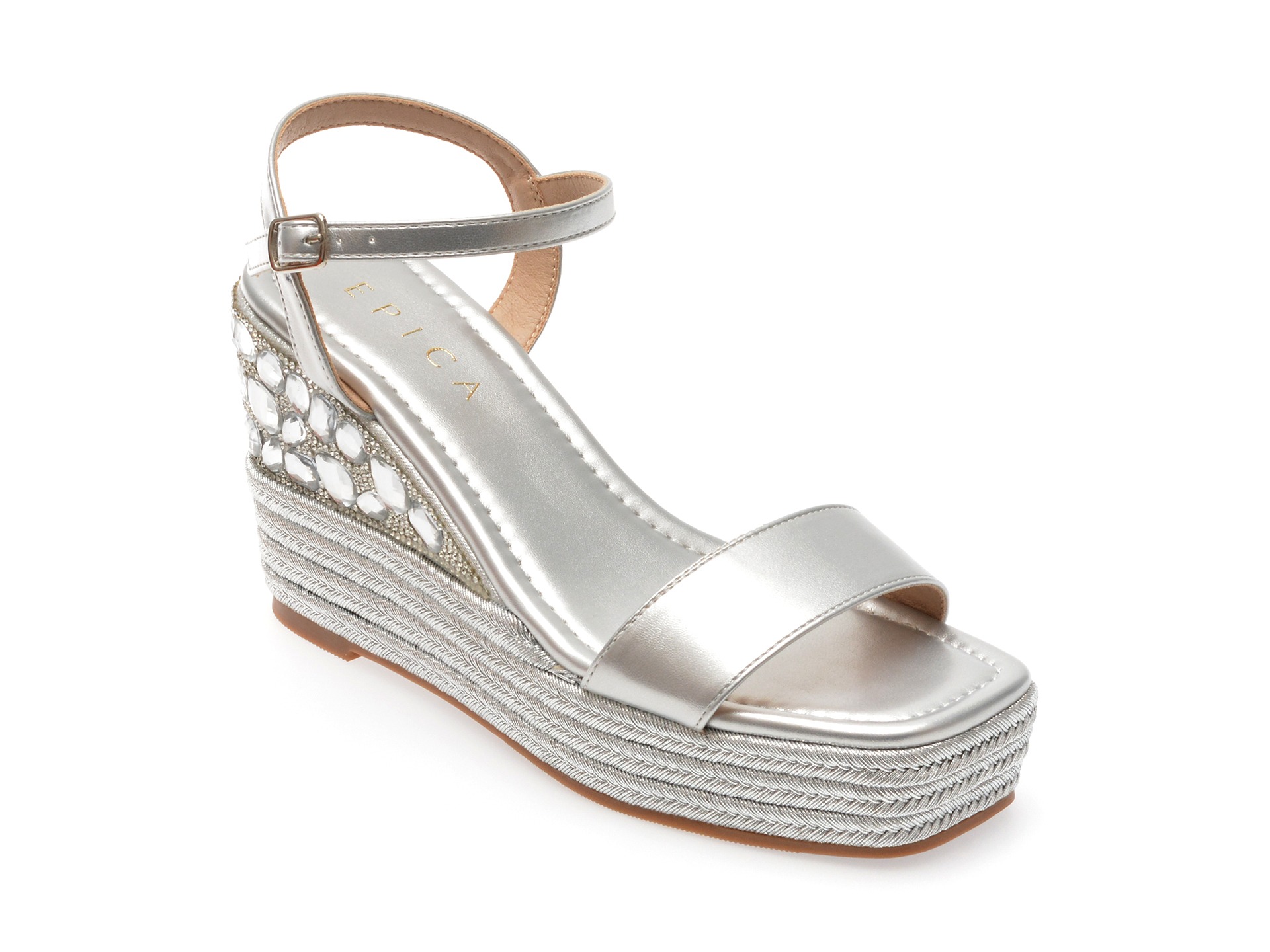 Sandale casual EPICA argintii, 110701, din piele ecologica 1 Sandale casual EPICA argintii