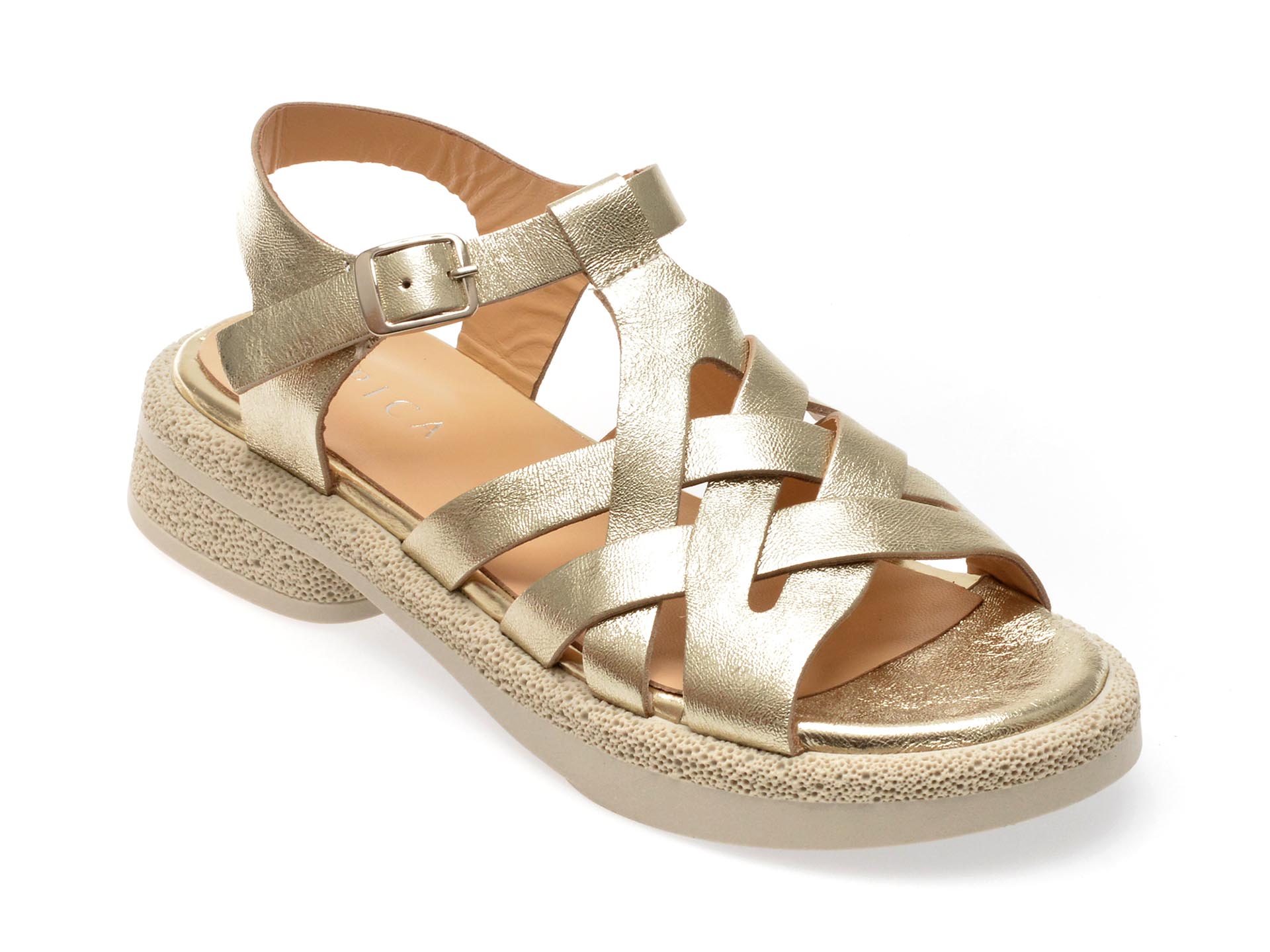 Sandale casual EPICA aurii, 163106, din piele naturala 1 Sandale casual EPICA aurii