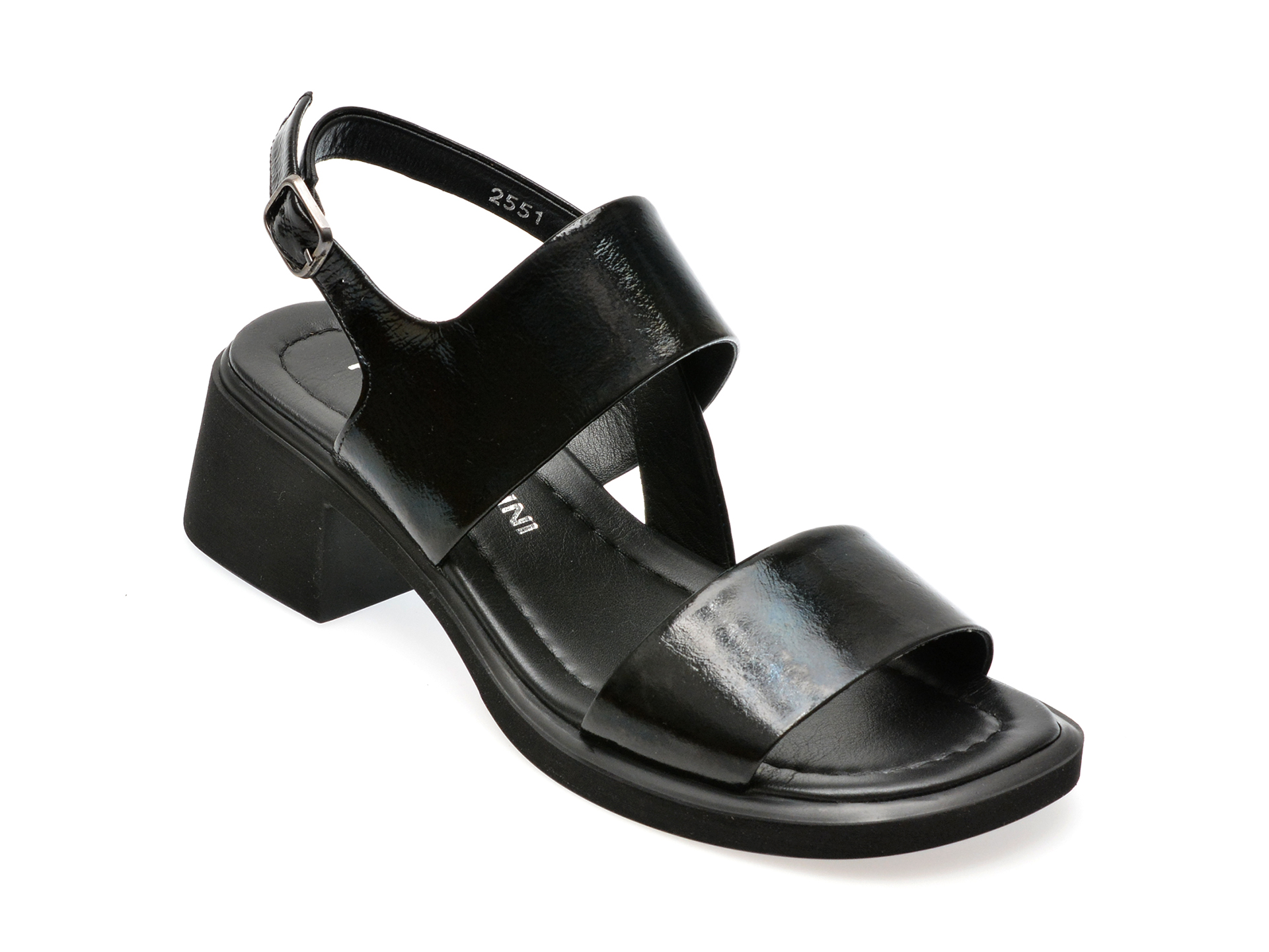 Sandale casual FLAVIA PASSINI negre, 5162551, din piele naturala lacuita 1 Sandale casual FLAVIA PASSINI negre