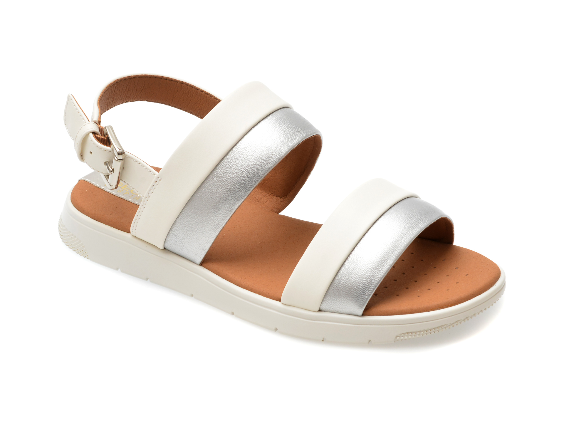 Sandale casual GEOX albe, D35NNA, din piele ecologica 1 Sandale casual GEOX albe