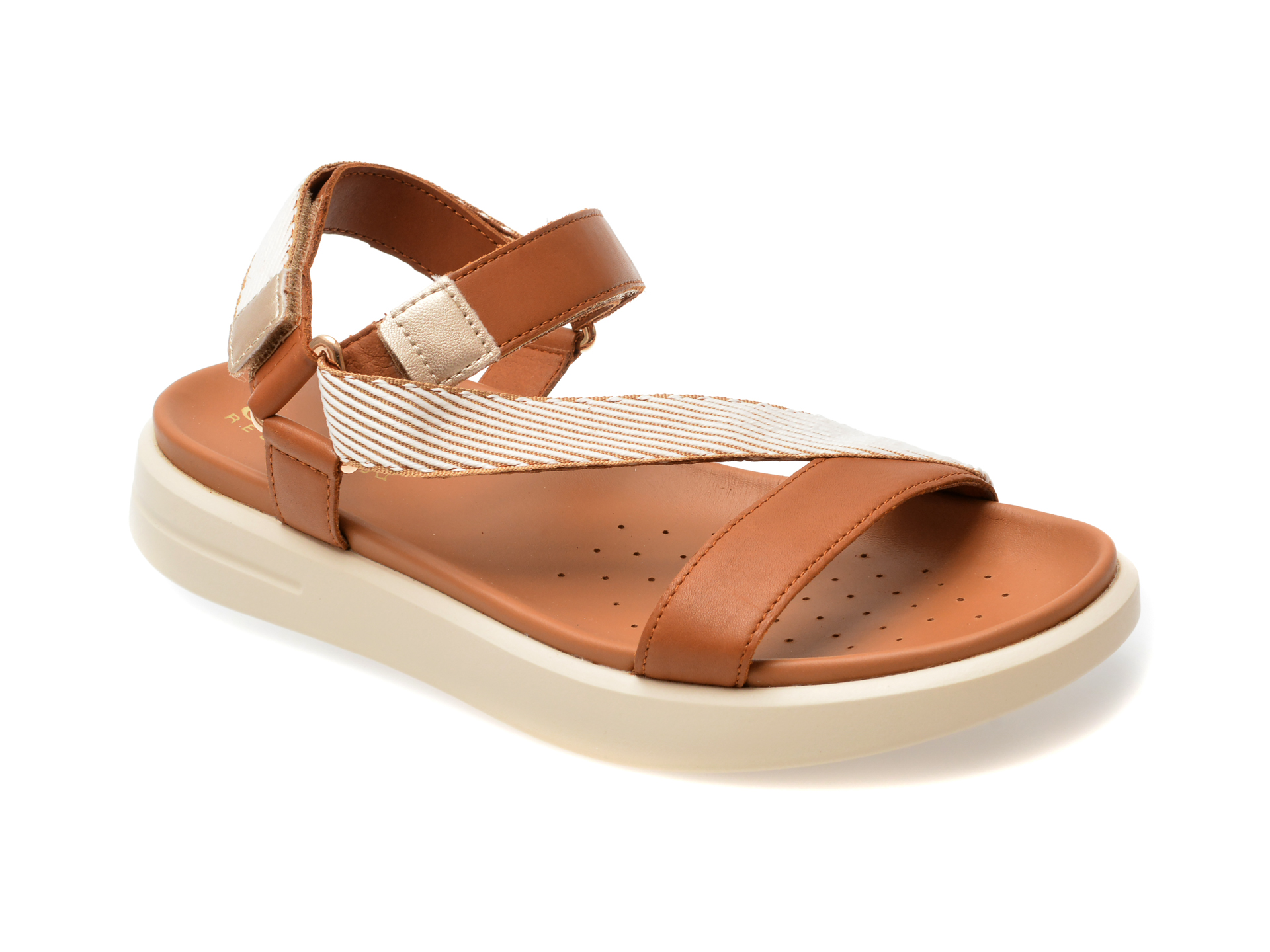 Sandale casual GEOX albe, D45PAC, din material textil 1 Sandale casual GEOX albe