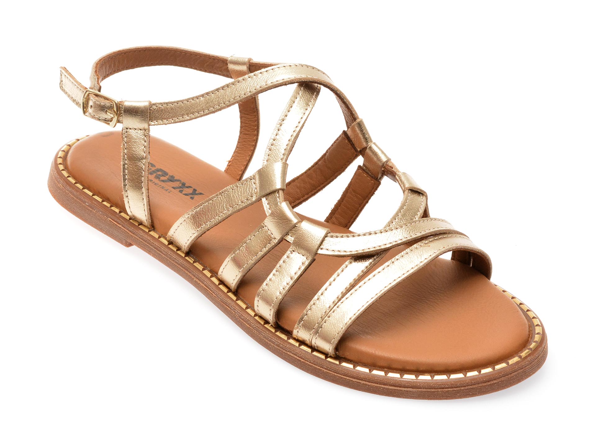 Sandale casual GRYXX aurii, AUDREY, din piele naturala 1 Sandale casual GRYXX aurii