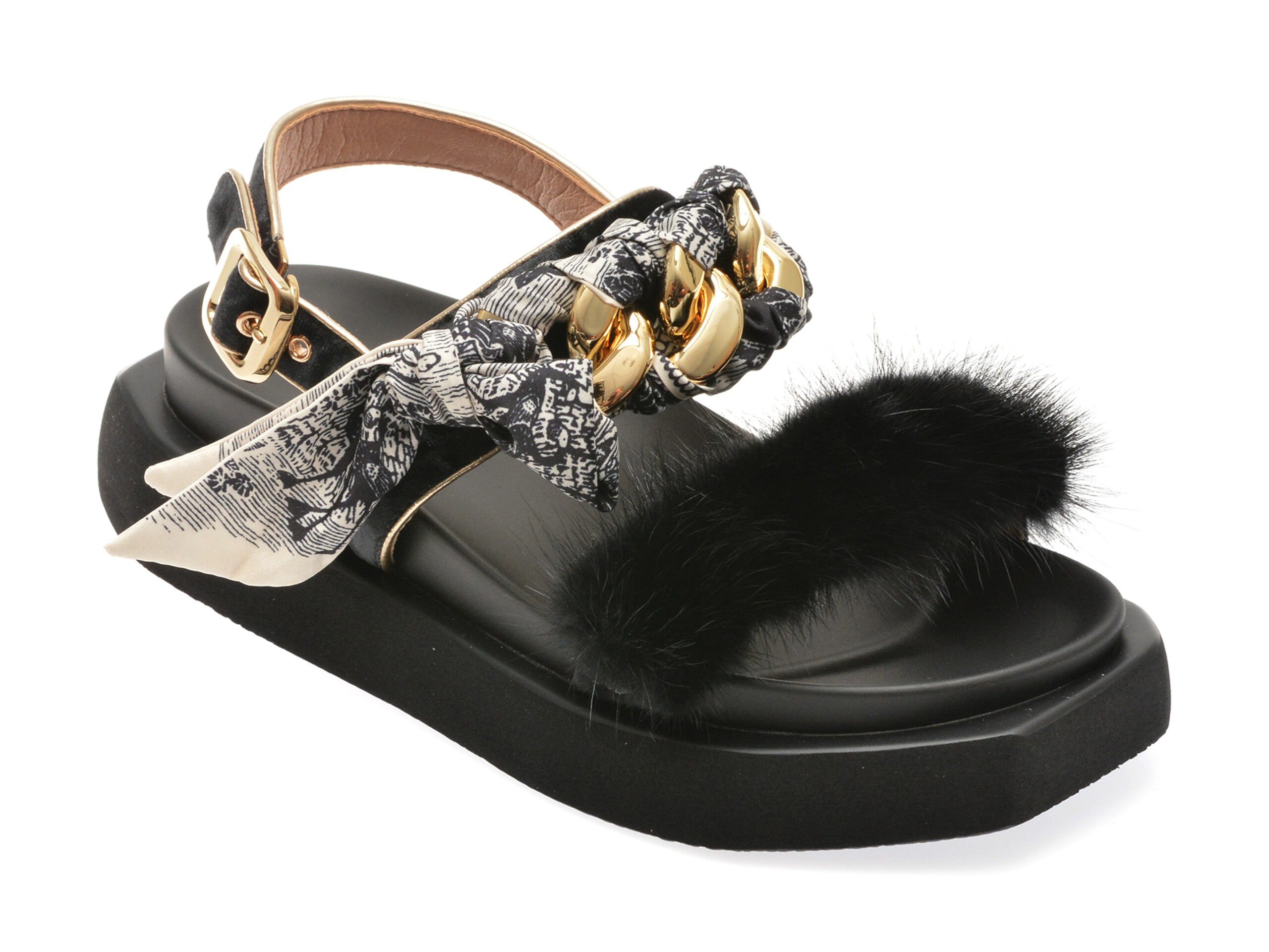 Sandale casual GRYXX negre, 3862, din material textil si piele ecologica 1 Sandale casual GRYXX negre