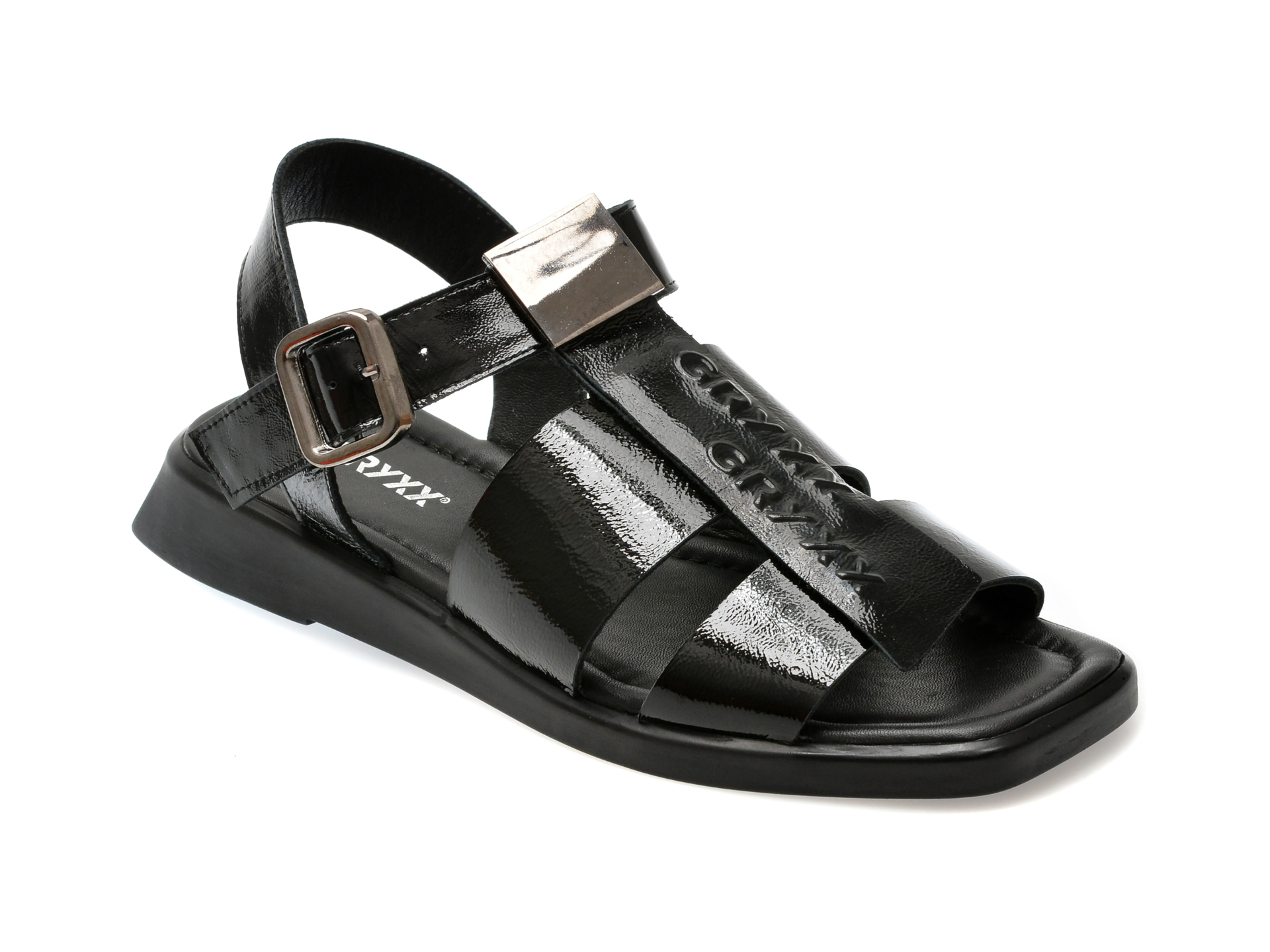 Sandale casual GRYXX negre, 532169, din piele naturala lacuita 1 Sandale casual GRYXX negre