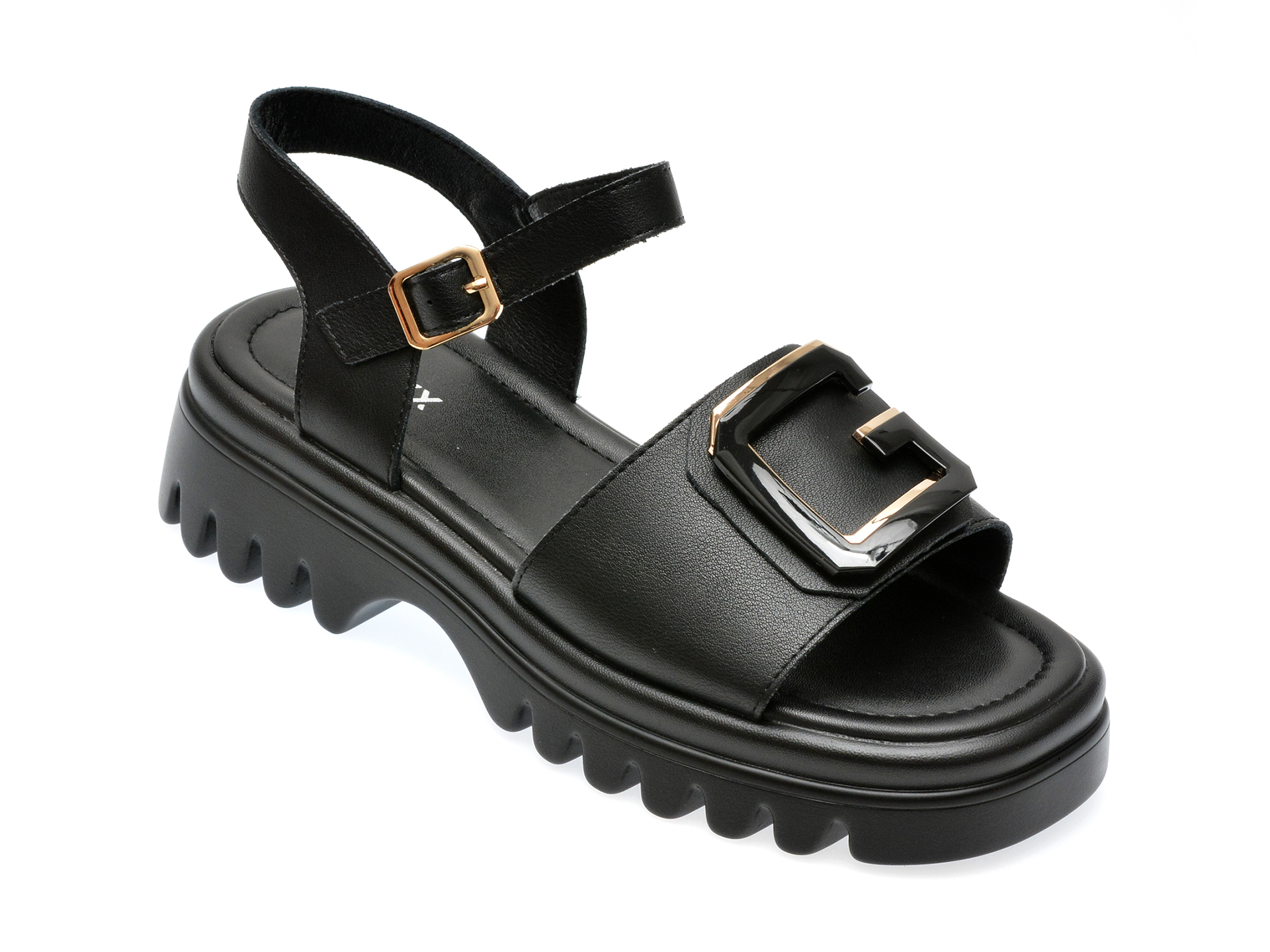 Sandale casual GRYXX negre, V112D16, din piele naturala 1 Sandale casual GRYXX negre