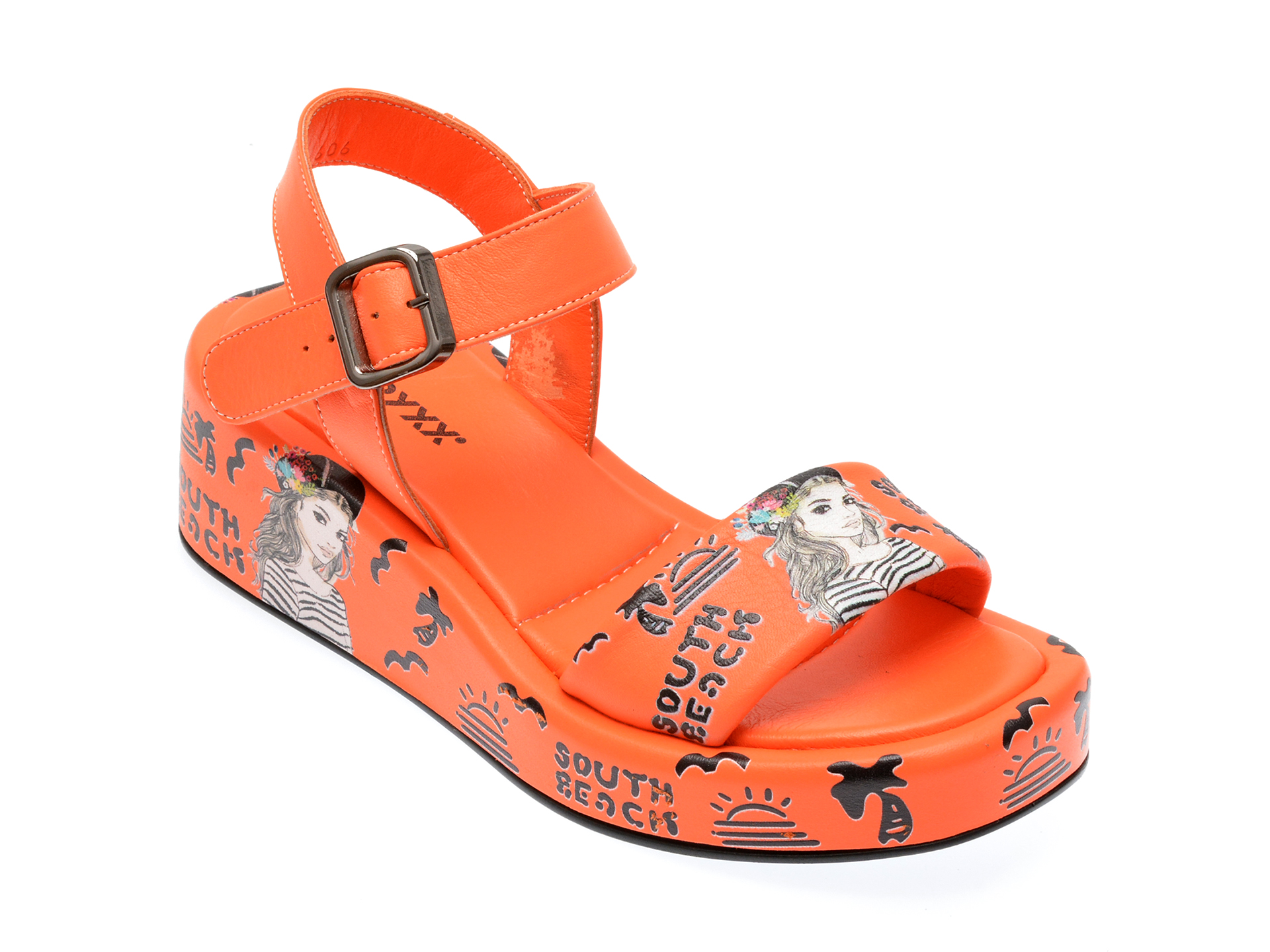 Sandale casual GRYXX portocalii, 620428, din piele naturala 1 Sandale casual GRYXX portocalii