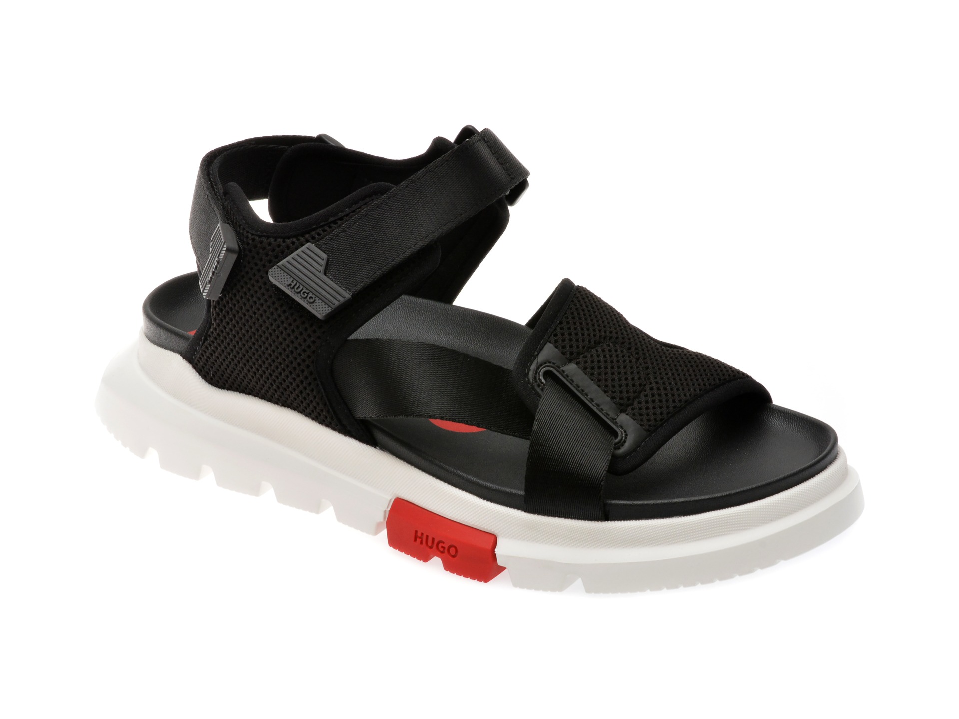 Sandale casual HUGO negre, 7049, din material textil 1 Sandale casual HUGO negre