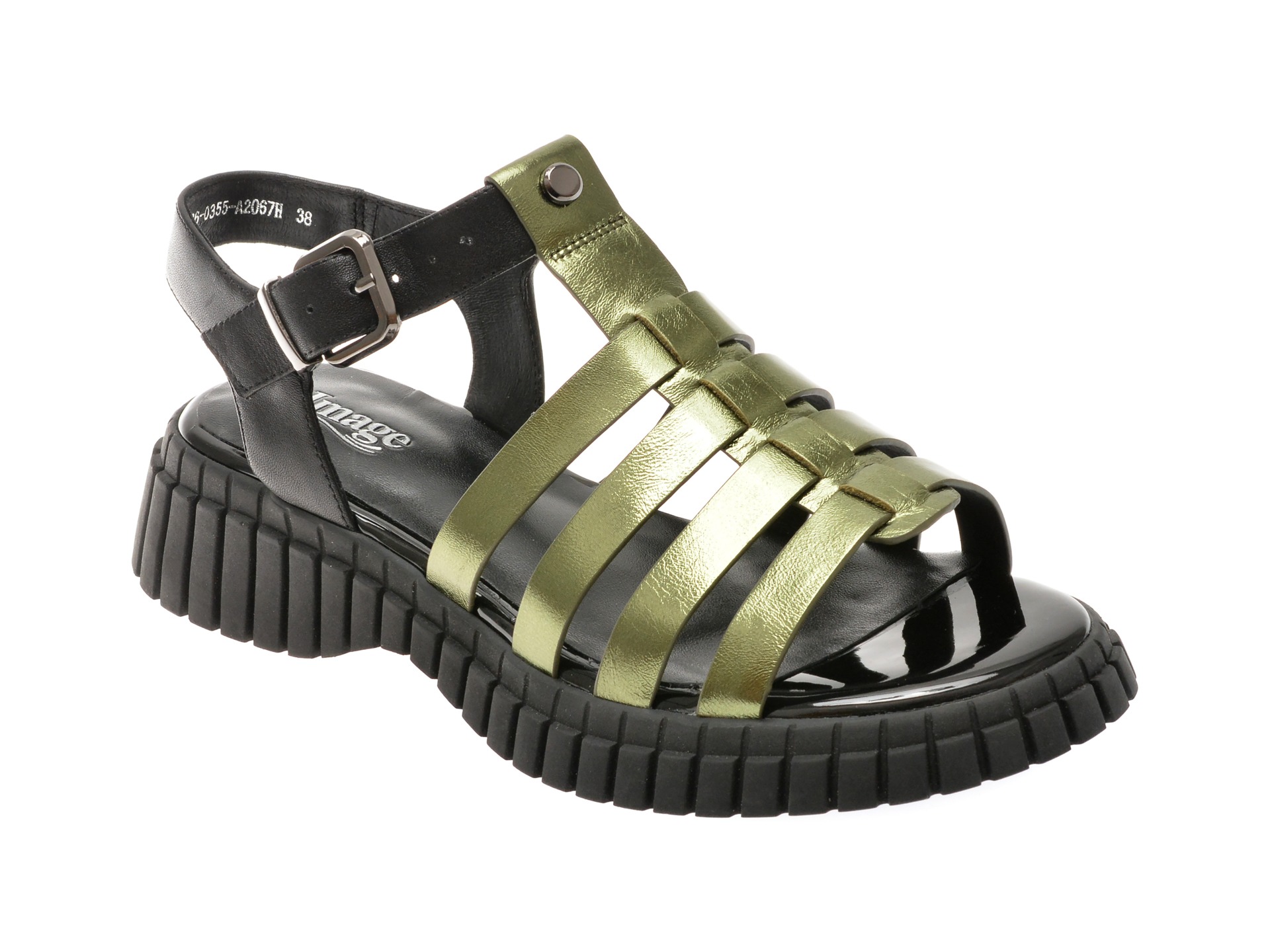 Sandale casual IMAGE verzi, 3436, din piele naturala 1 Sandale casual IMAGE verzi