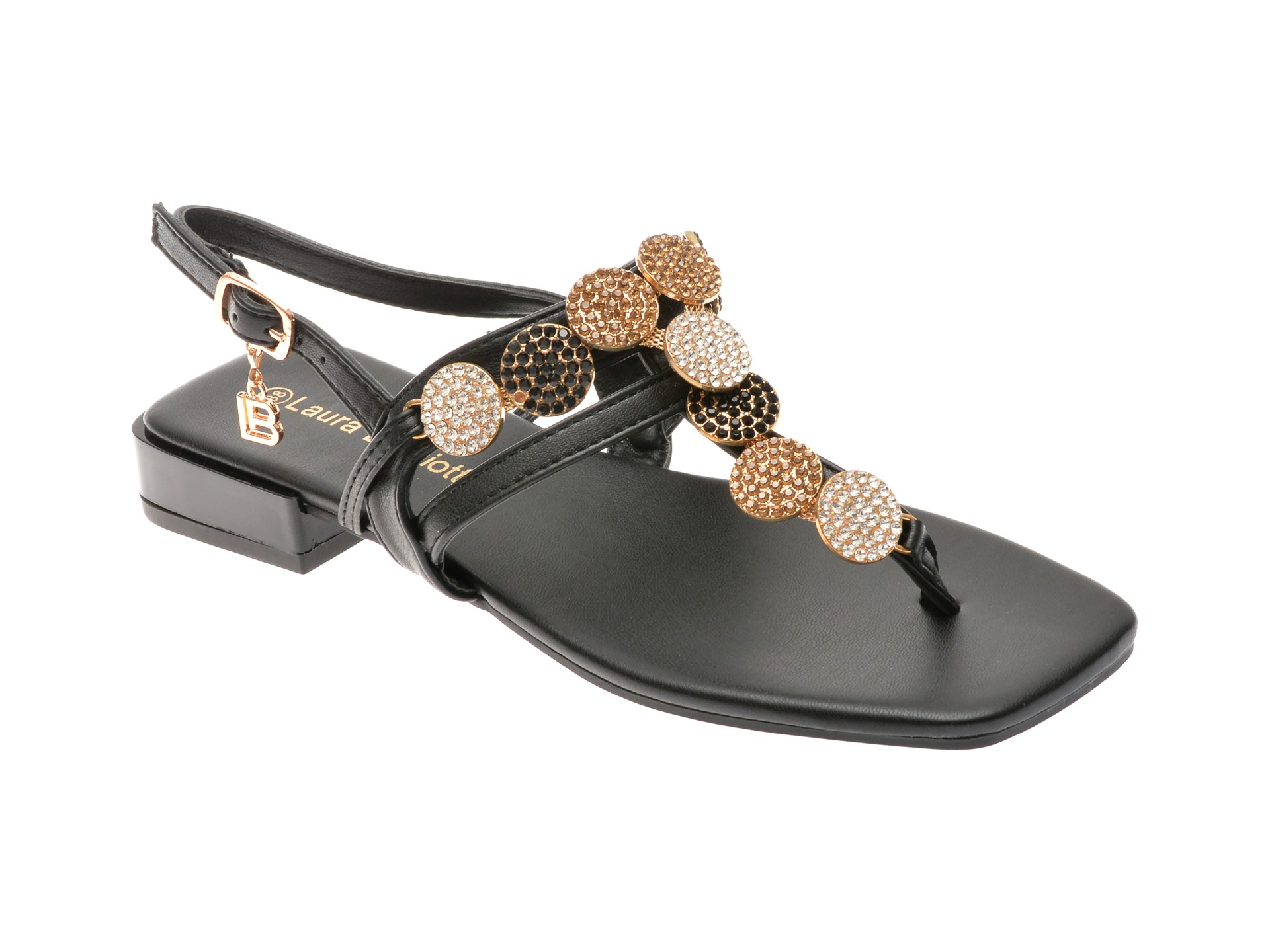 Sandale casual LAURA BIAGIOTTI negre, 8496, din piele ecologica 1 Sandale casual LAURA BIAGIOTTI negre