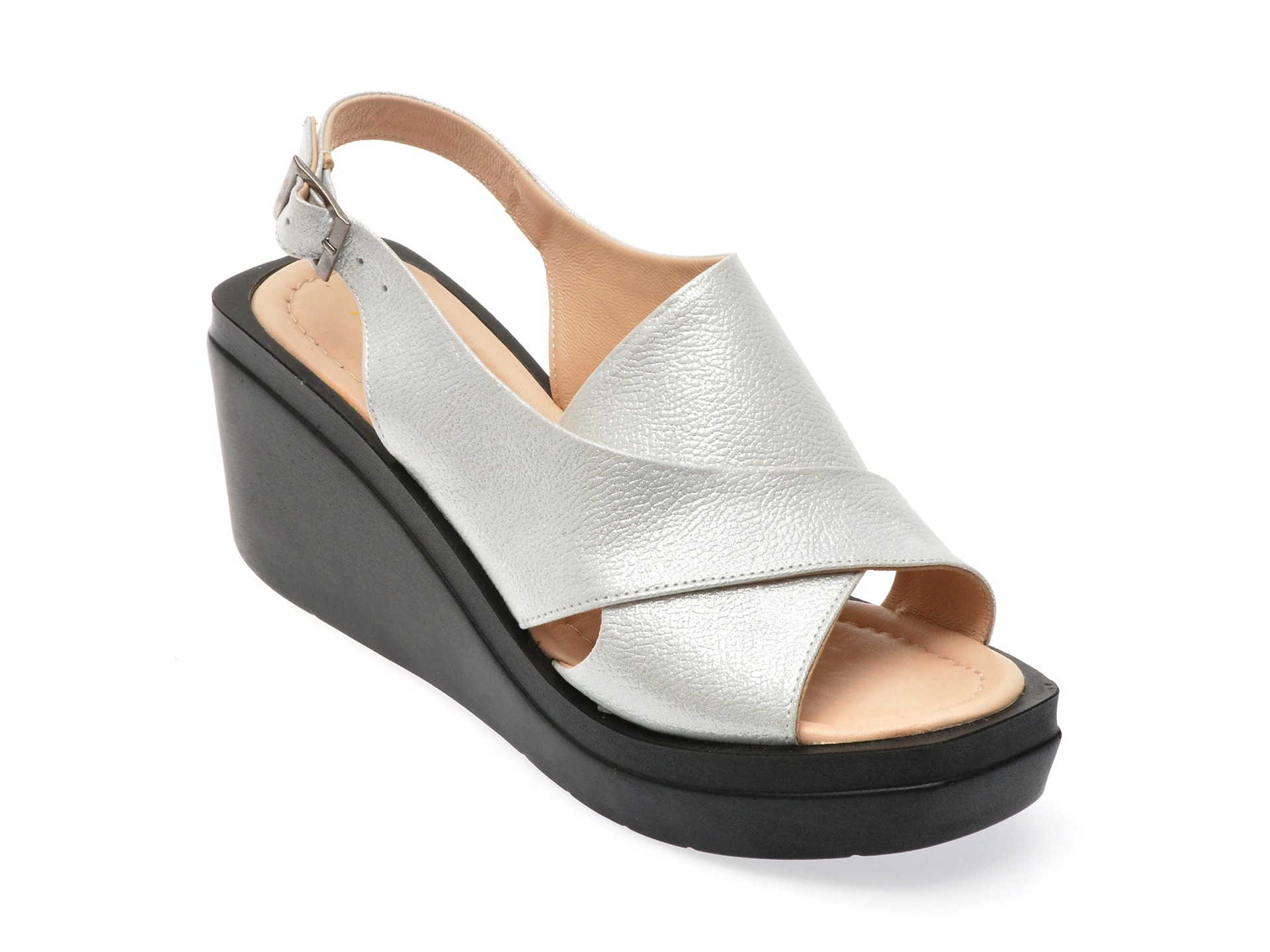 Sandale casual MAGRIT argintii, 19, din piele naturala 1 Sandale casual MAGRIT argintii