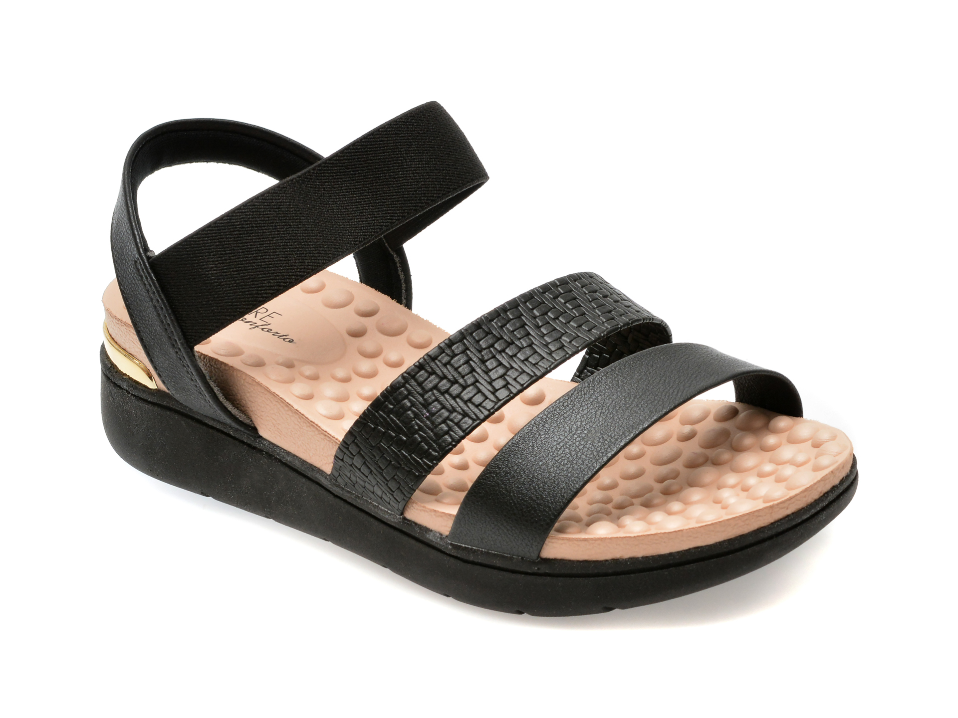 Sandale casual MODARE negre, 7151119, din piele ecologica 1 Sandale casual MODARE negre