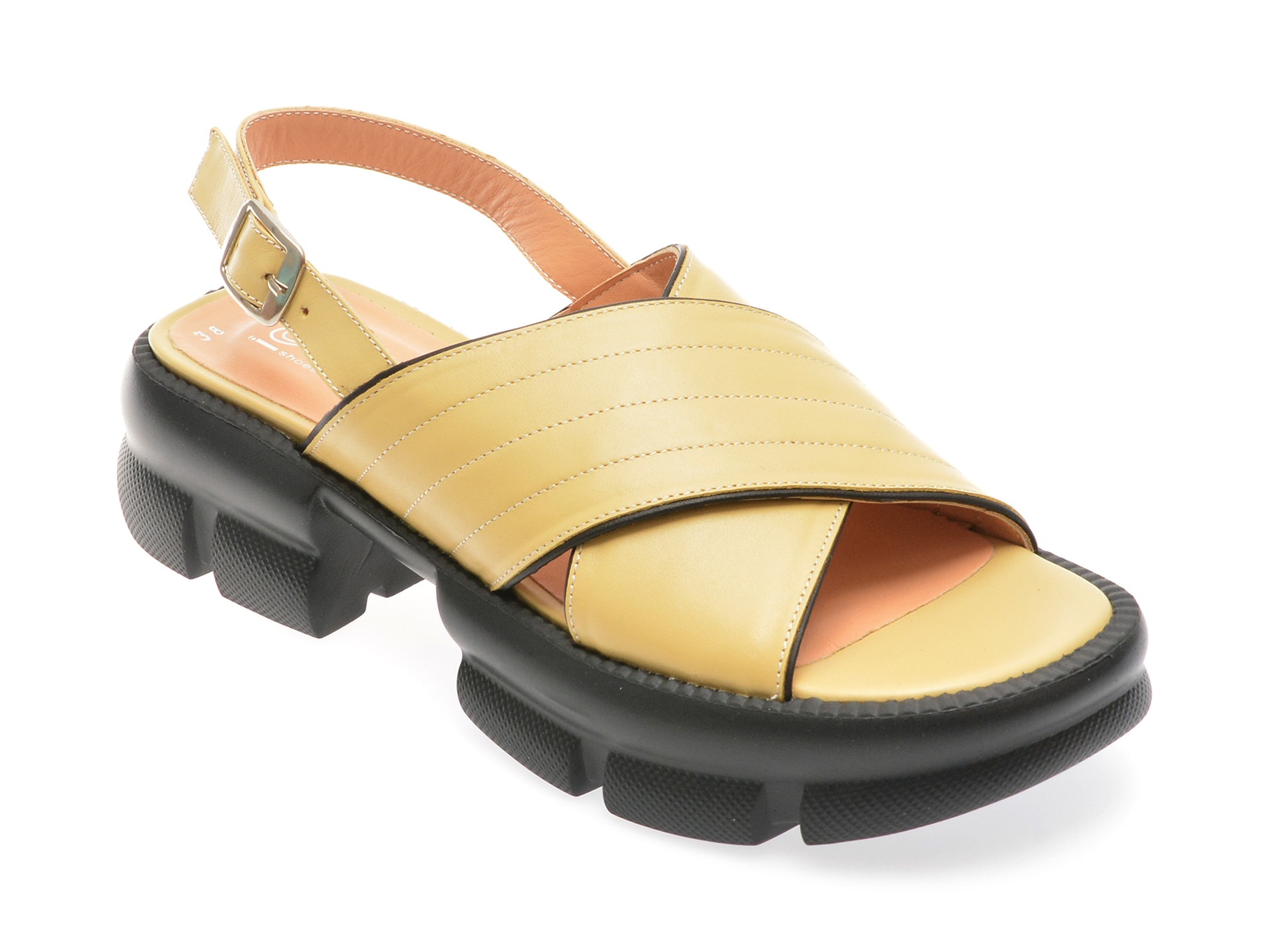 Sandale casual OSHADE galbene, 43001, din piele naturala 1 Sandale casual OSHADE galbene