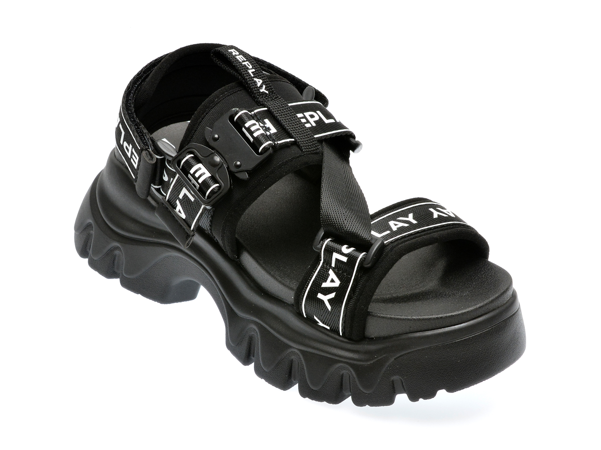 Sandale casual REPLAY negre, WSA601T, din material textil 1 Sandale casual REPLAY negre