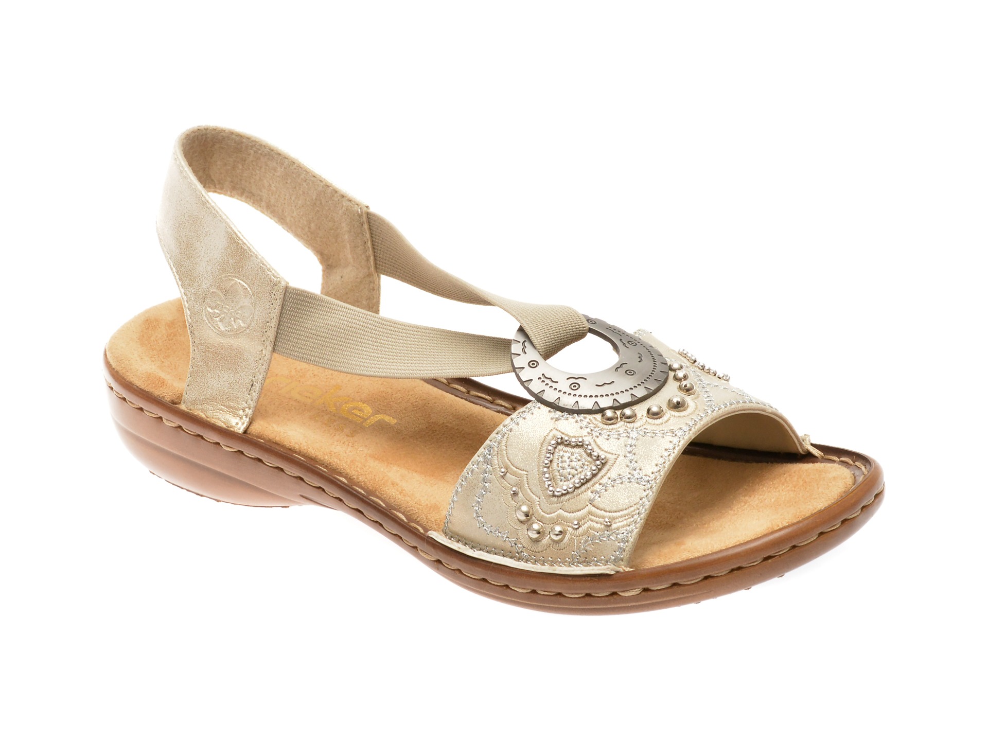 Sandale casual RIEKER albe, 608B9, din piele ecologica 1 Sandale casual RIEKER albe