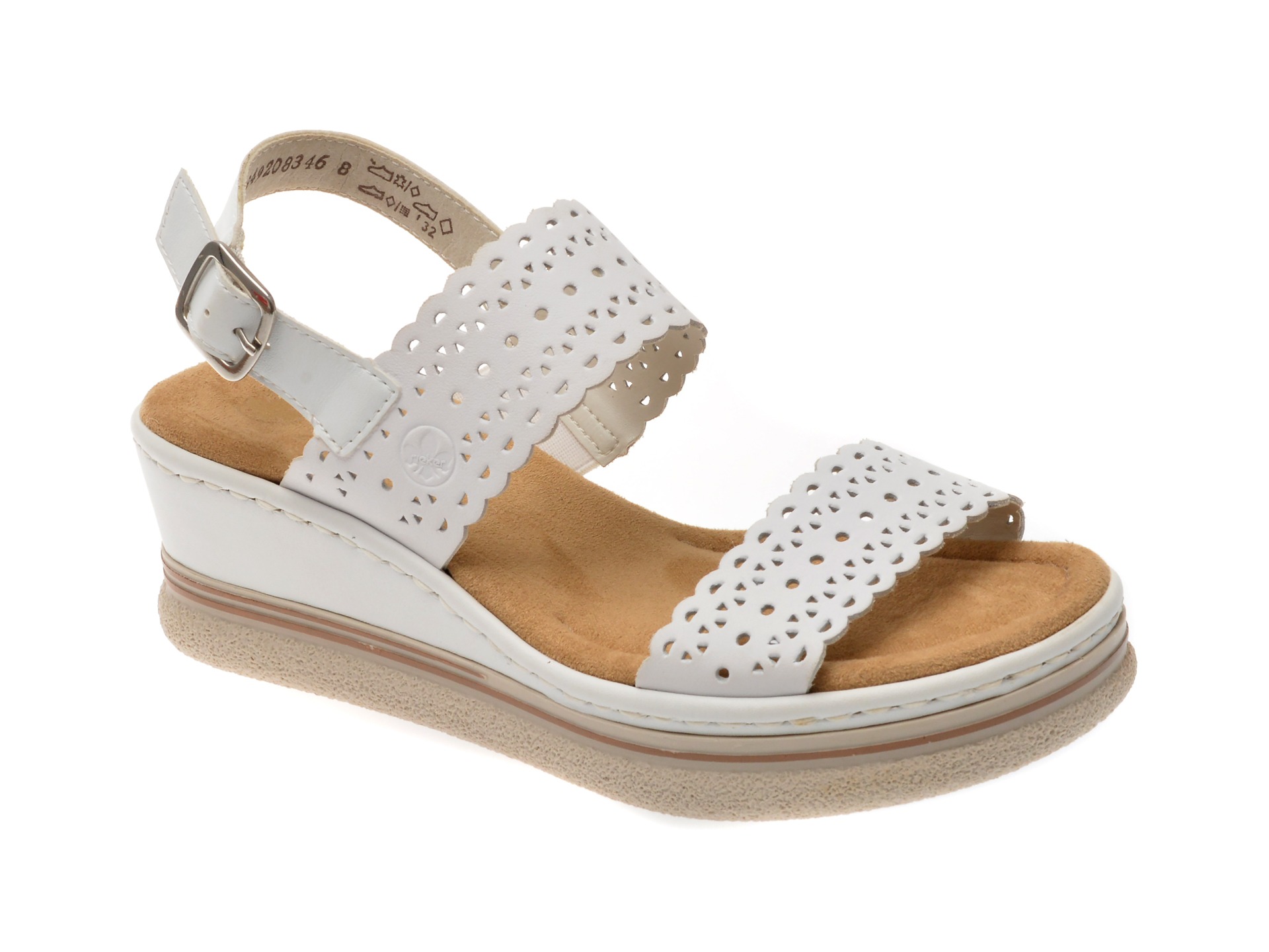 Sandale casual RIEKER albe, 67704, din piele naturala 1 Sandale casual RIEKER albe