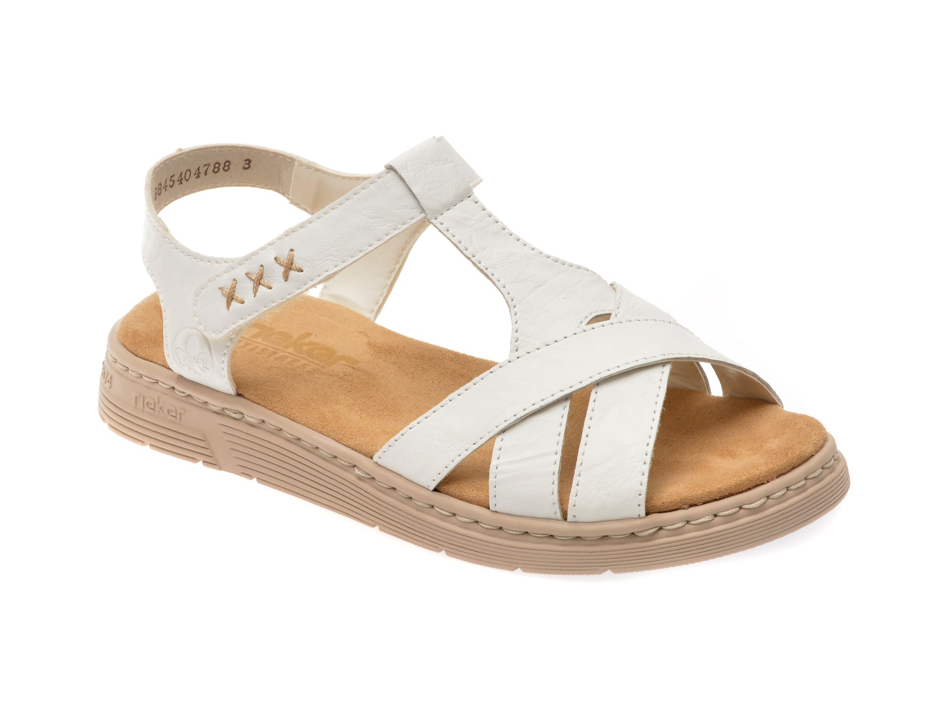 Sandale casual RIEKER albe, V9119, din piele naturala 1 Sandale casual RIEKER albe