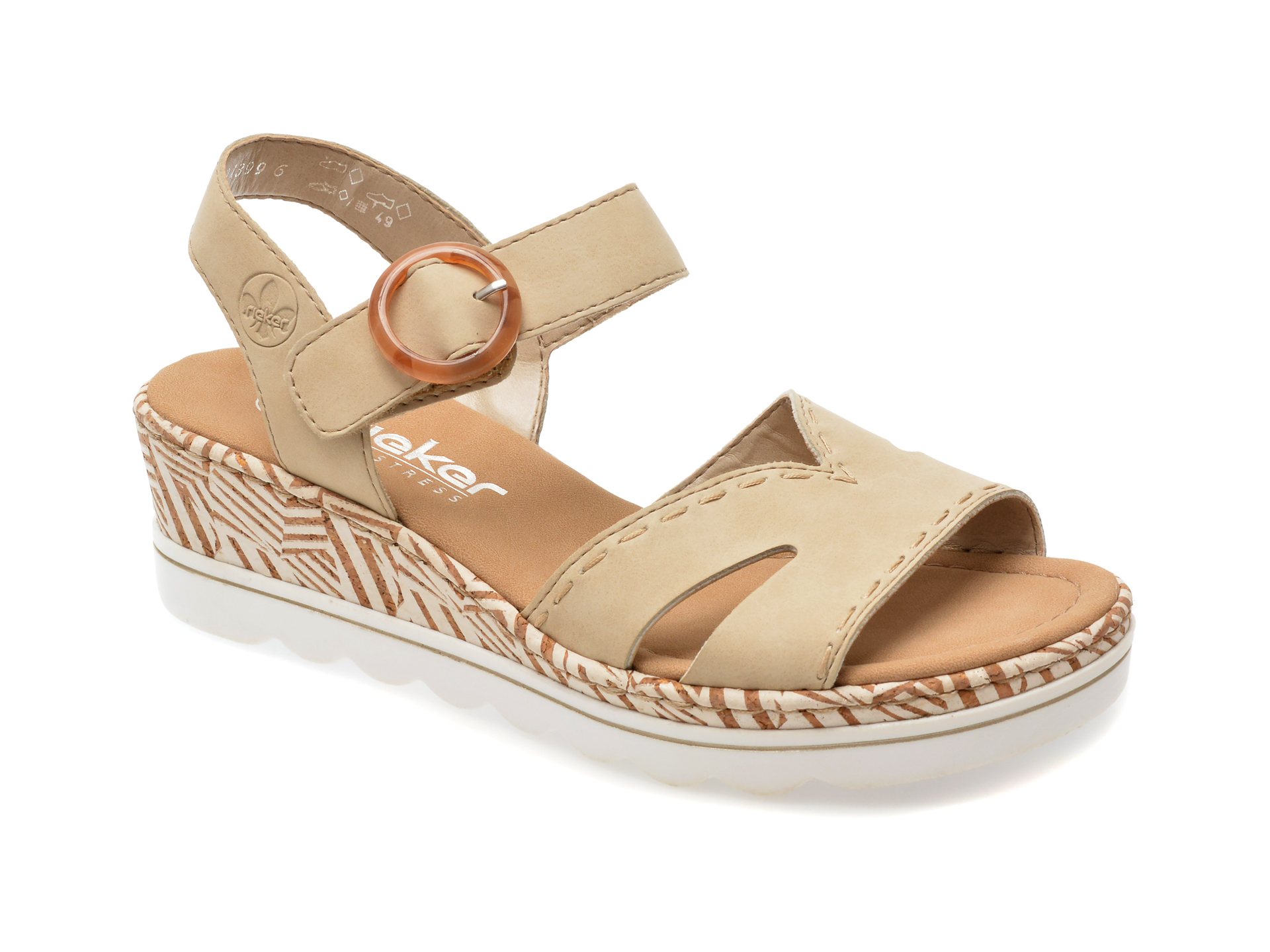 Sandale casual RIEKER bej, 67173, din piele ecologica 1 Sandale casual RIEKER bej