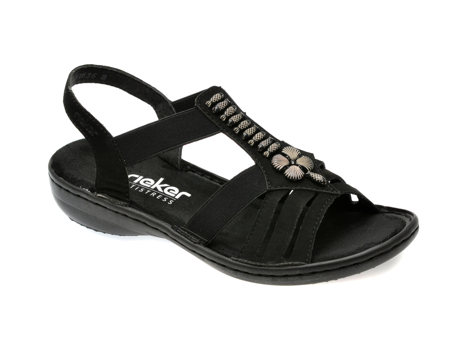 Sandale casual RIEKER negre, 60806, din piele ecologica 1 Sandale casual RIEKER negre