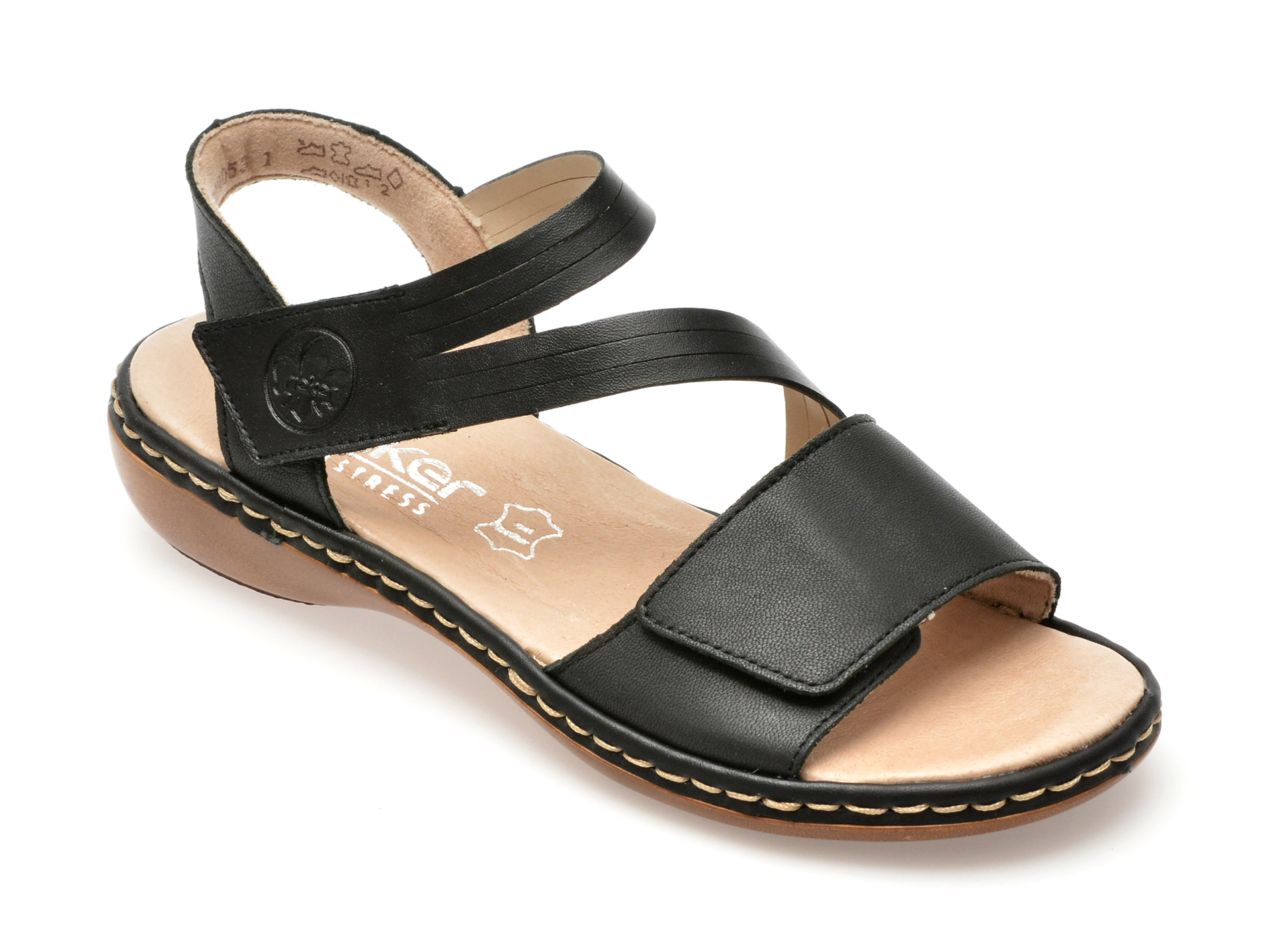 Sandale casual RIEKER negre, 65964, din piele naturala 1 Sandale casual RIEKER negre