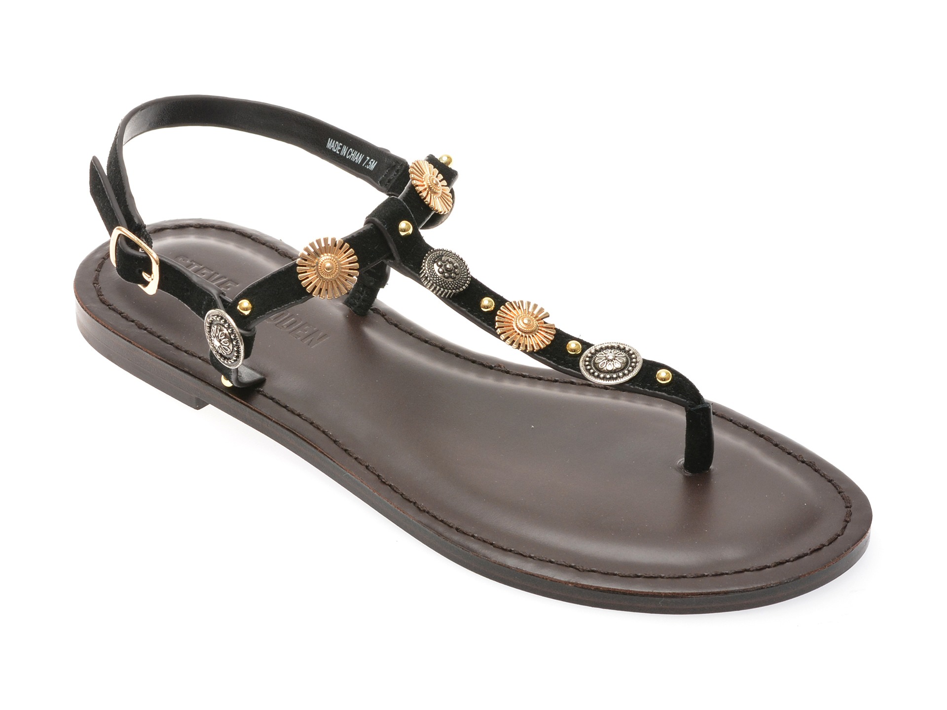 Sandale casual Steve Madden negre, ROMIE, din piele intoarsa 1 Sandale casual Steve Madden negre