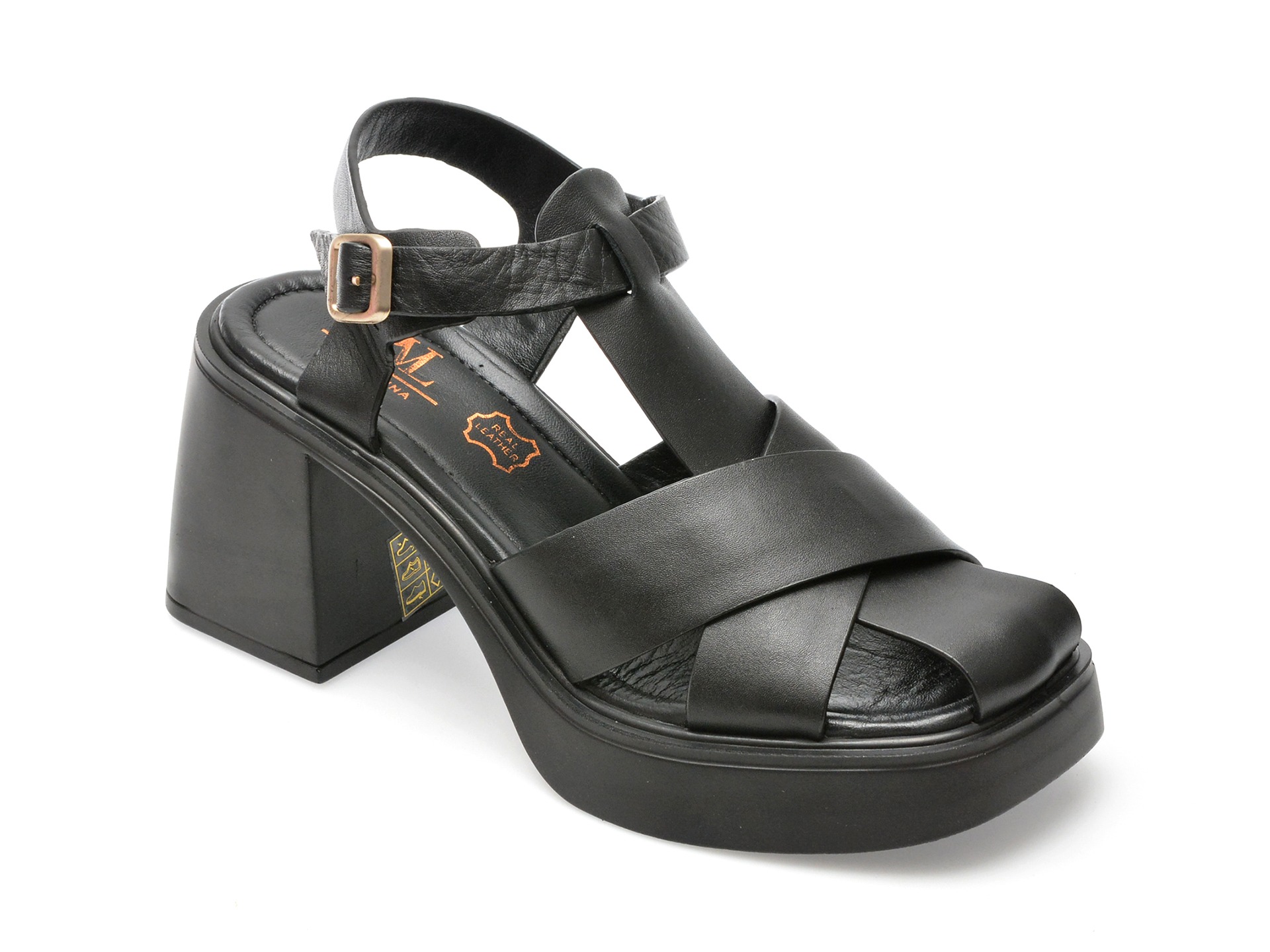 Sandale casual TERVOLINA negre, 3216, din piele naturala 1 Sandale casual TERVOLINA negre