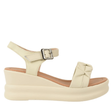 Sandale casual - dama -  2718 crem - piele naturala - platforma