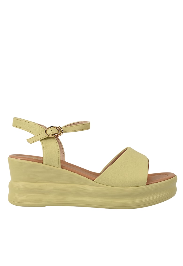 Sandale casual - dama - 2719 galben - piele naturala - platforma 1 Sandale casual - dama - 2719 galben - piele naturala - platforma