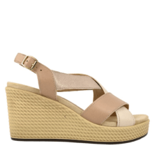 Sandale casual - dama -  559080 auriu - piele naturala - platforma