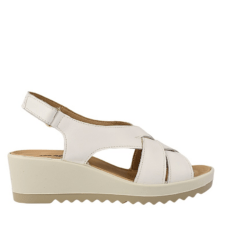 Sandale casual - dama -  757510 alb - piele naturala - platforma